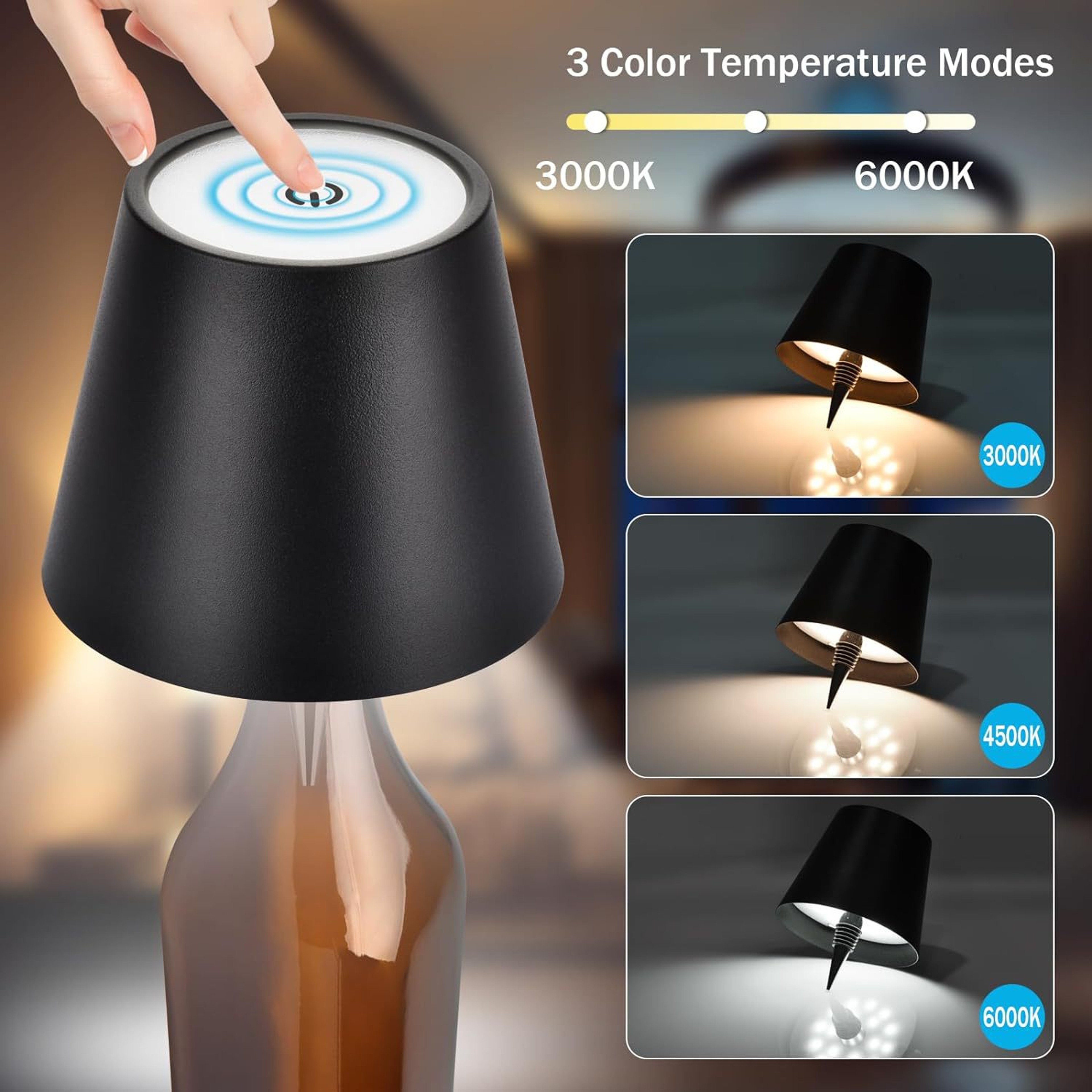 Wireless Table Lamp for Wine Bottles, LED Bottle Light with Touch Control, Ideal for Outdoor, Restaurants, Bars – view 5