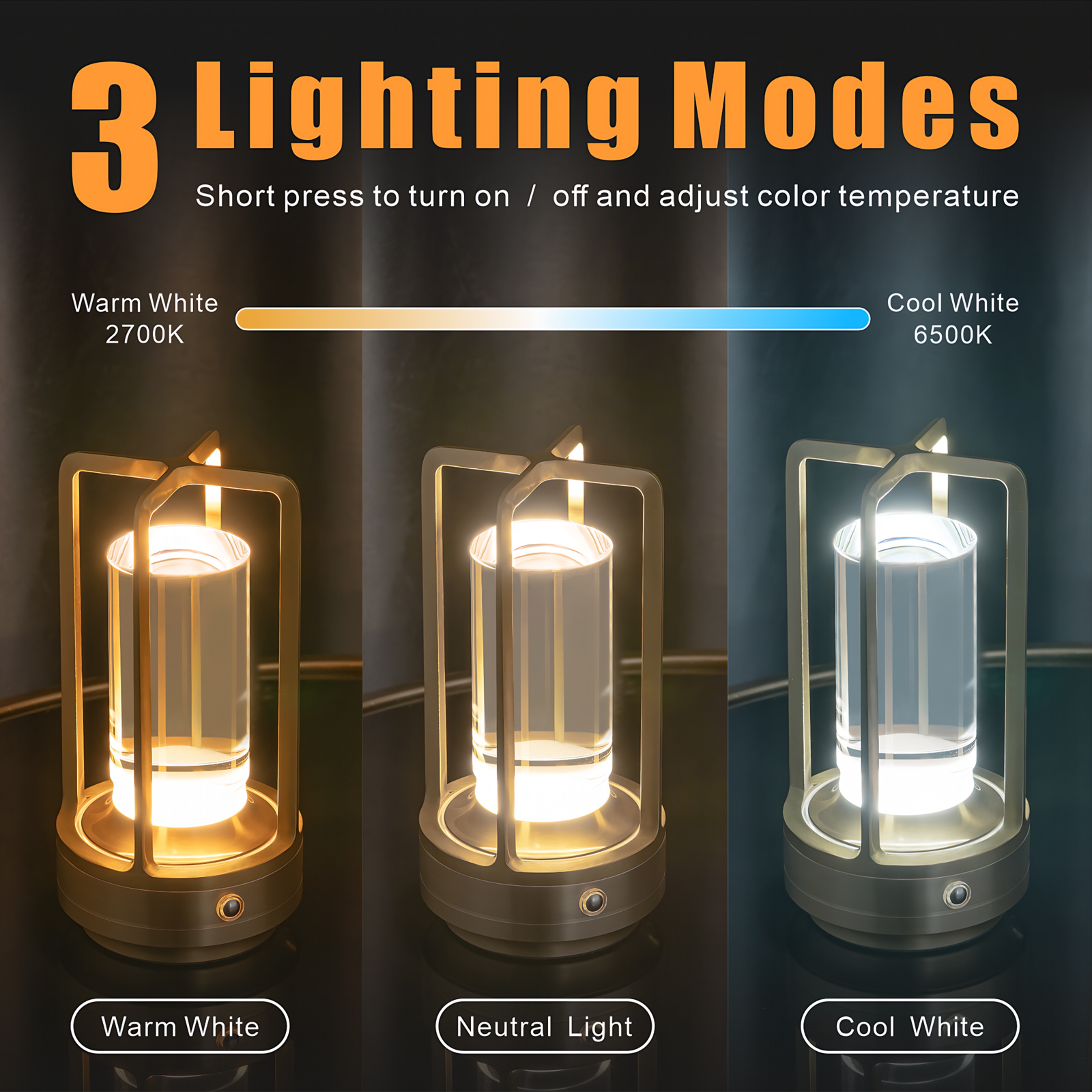 Rechargeable LED Cordless Table Lamp, Creative Desk Lamps, Dimmable Night Lights for Bedroom, Restaurant, and Camping – view 6