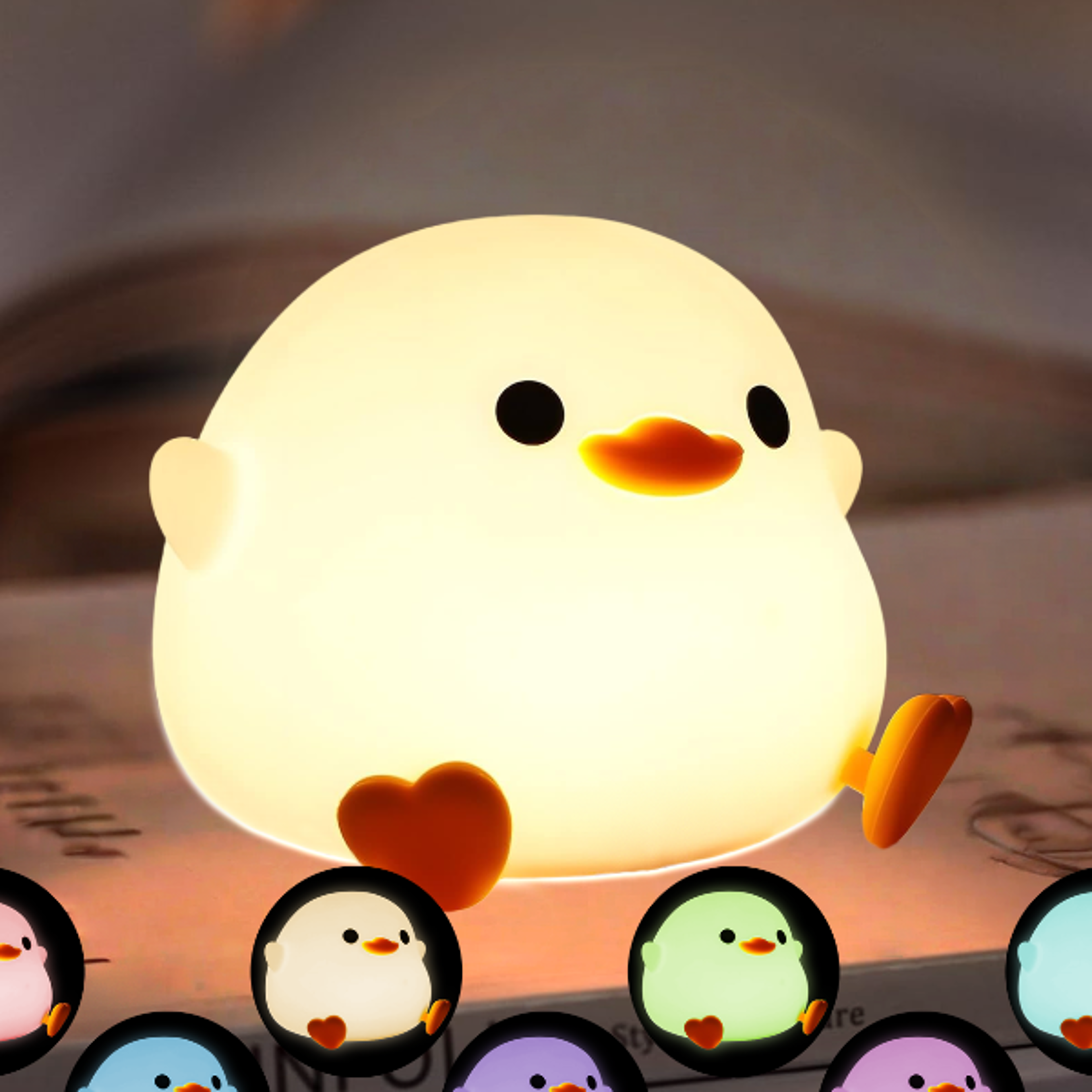 Cute Pear Night Light Dimmable USB Rechargeable Touch Control Silicone Stress Relief Pat Duck Lam