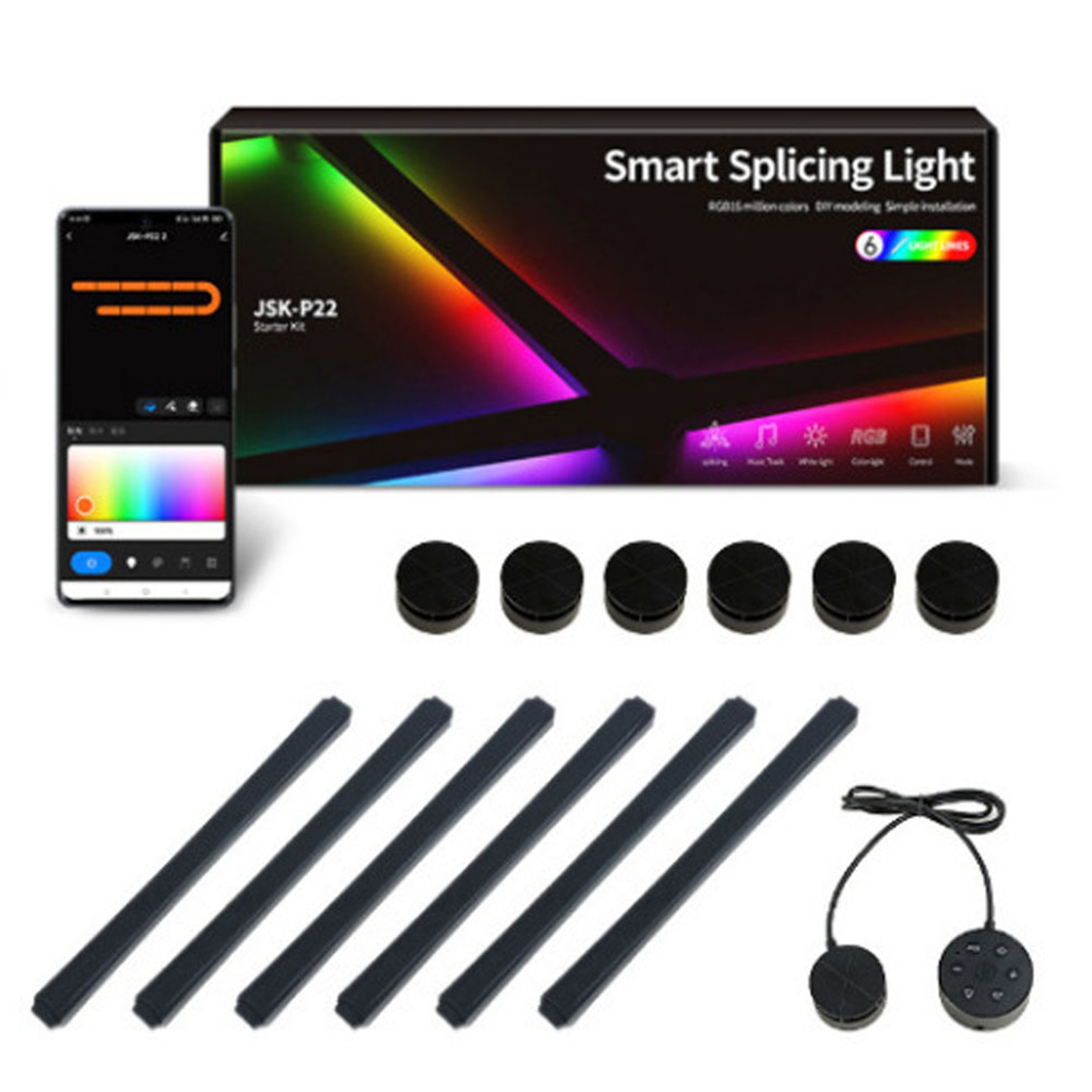 Smart WiFi LED Wall Lamp, DIY Free Splicing Kit, Music Rhythm TV Backlight, Atmosphere Night Light for Bedroom – view 7