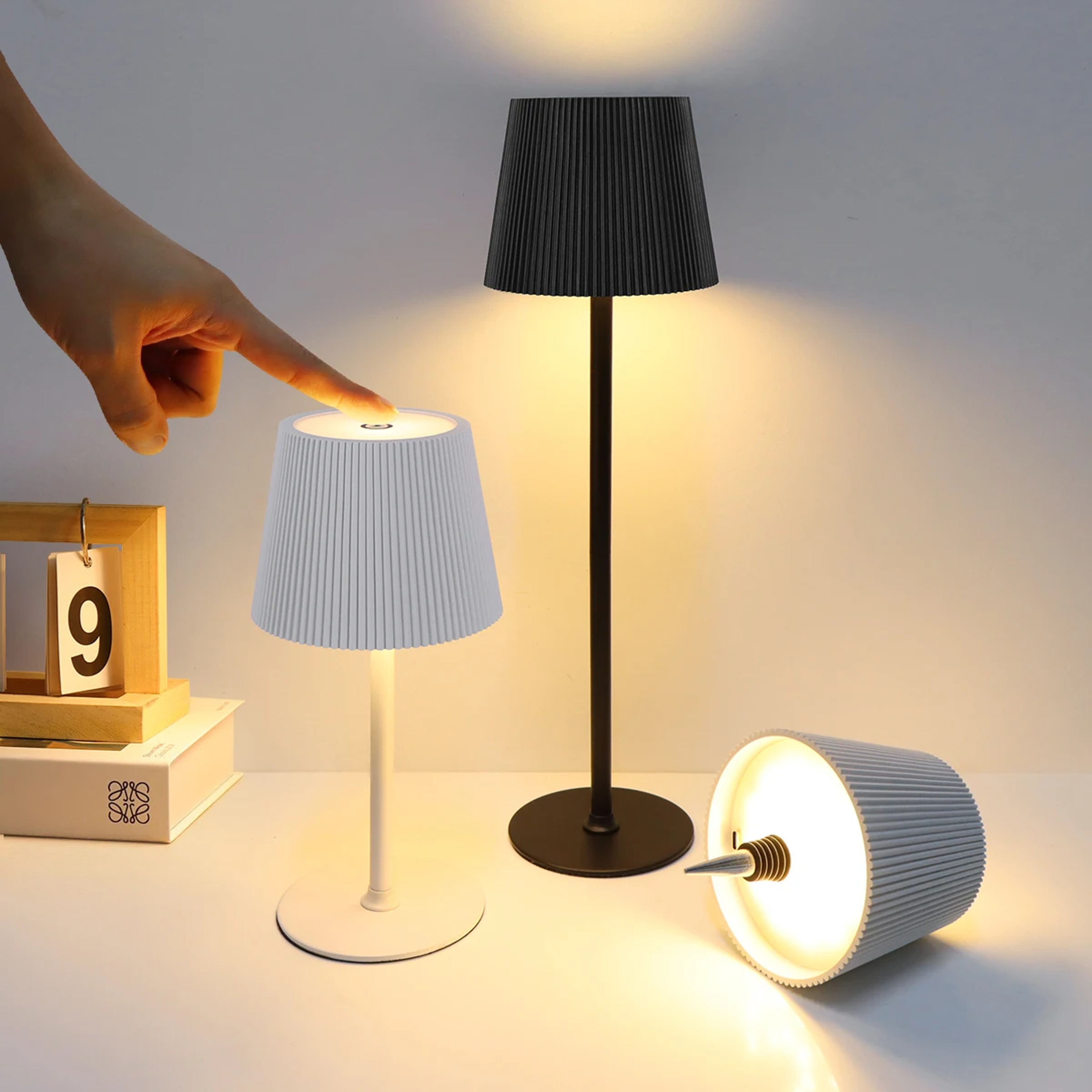 USB Rechargeable LED Table Lamp, Dimmable RGB 3 Color Lighting, Ambient Bedside Night Light, Modern Room Decor – view 1
