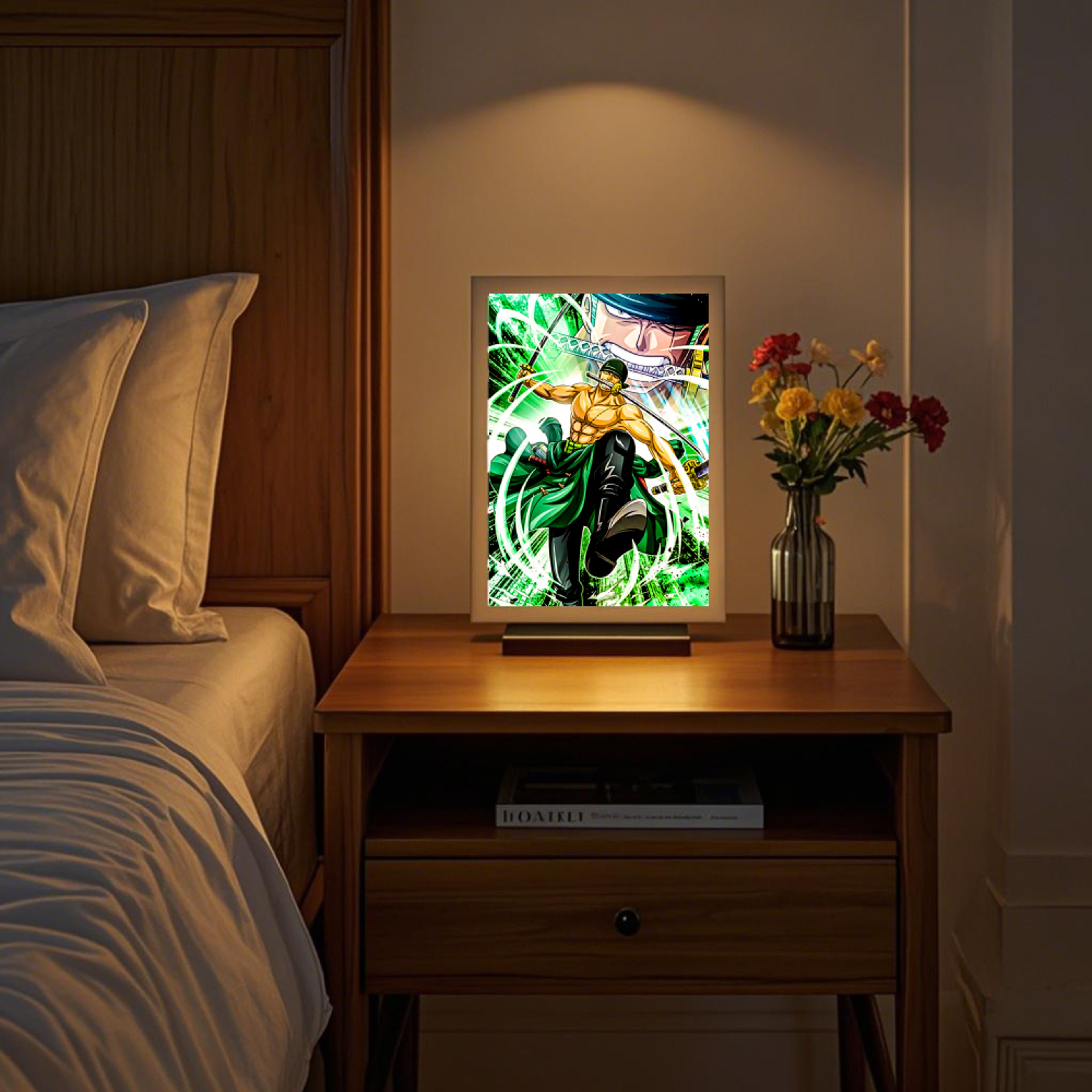 LED Night Light, Anime Photo Frame, Luffy and Zoro Manga Decor, Original Art Birthday Gift, Moon Lamp – view 2