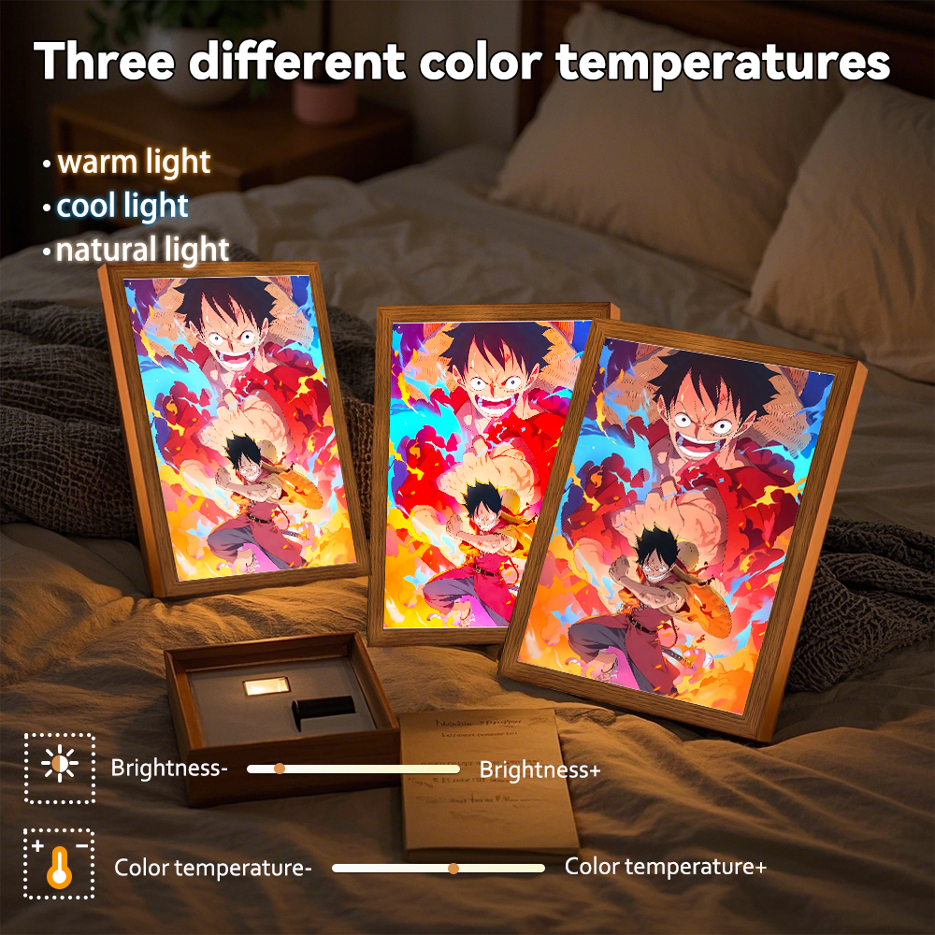 LED Night Light, Anime Photo Frame, Luffy and Zoro Manga Decor, Original Art Birthday Gift, Moon Lamp – view 6