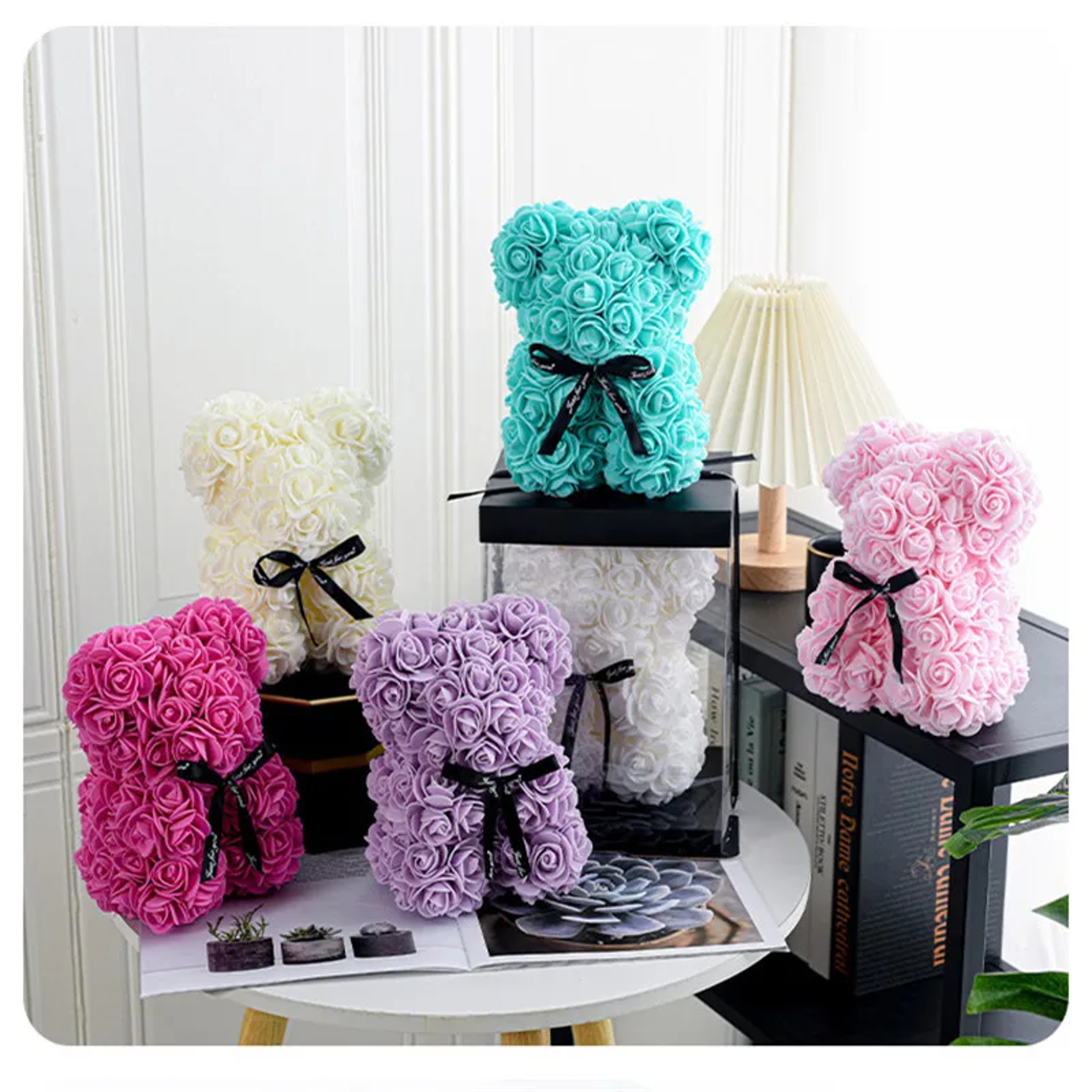 Rose Bear Gift, Artificial Foam Flowers Bear for Valentines Day, Anniversary, Wedding, Birthday, with Gift Box – view 3