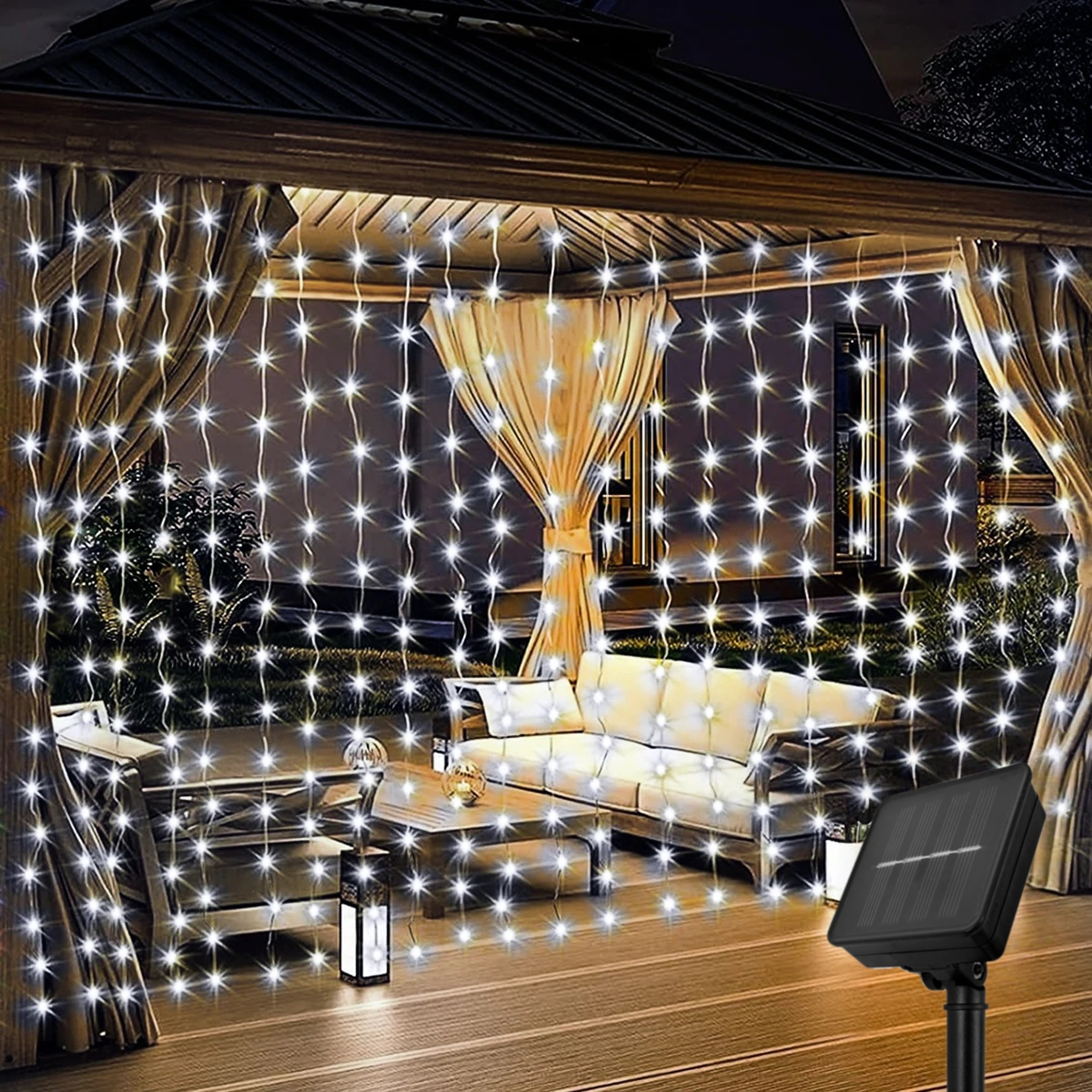 Solar Curtain Lights, Outdoor Waterproof Fairy String Lights, for Garden, Yard, Wedding, Party, Holiday Decor – view 2