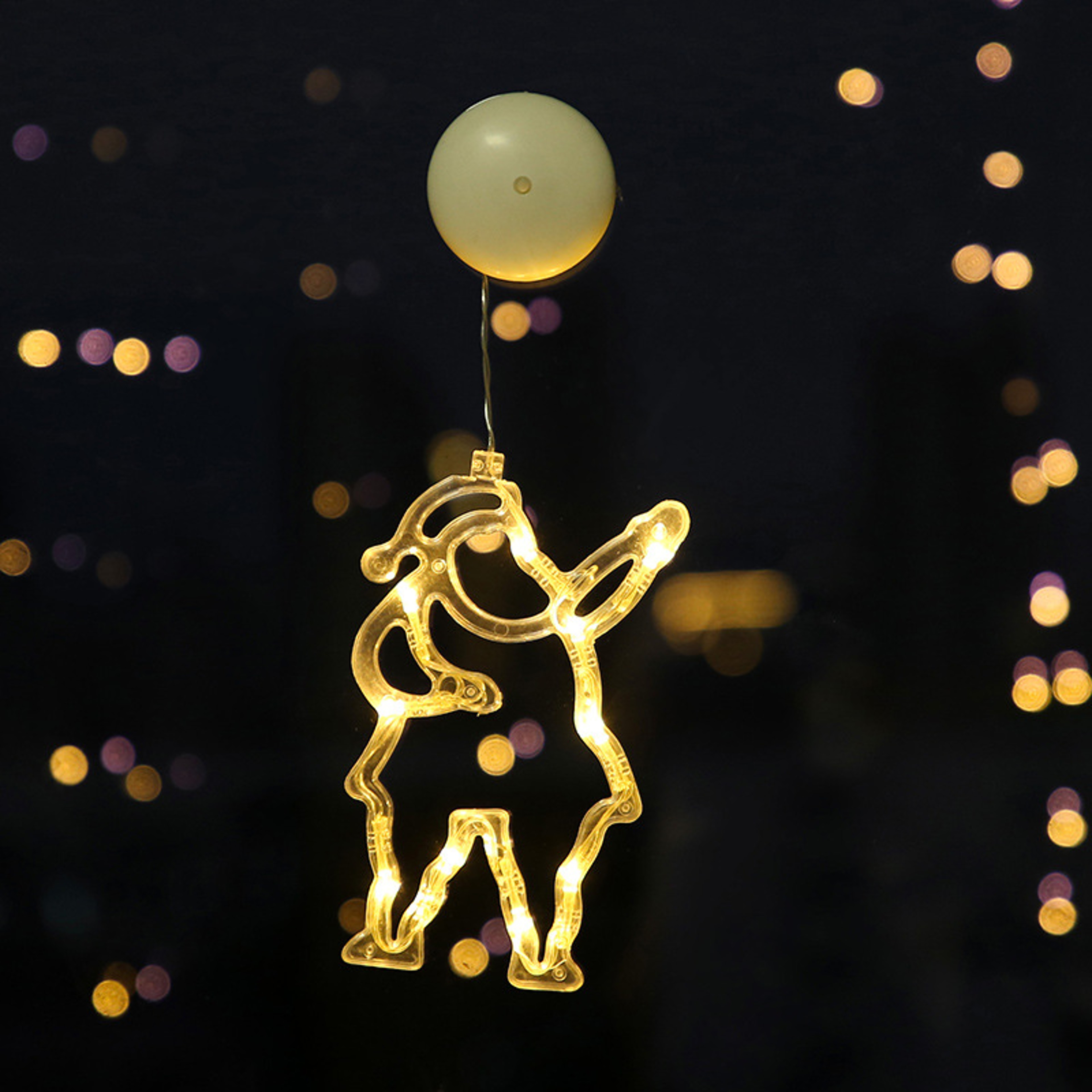 Christmas Sucker Lamp, Battery Powered LED Lights, Holiday Window Decoration for Home Decor, Bell Snowman Star Hanging – view 6