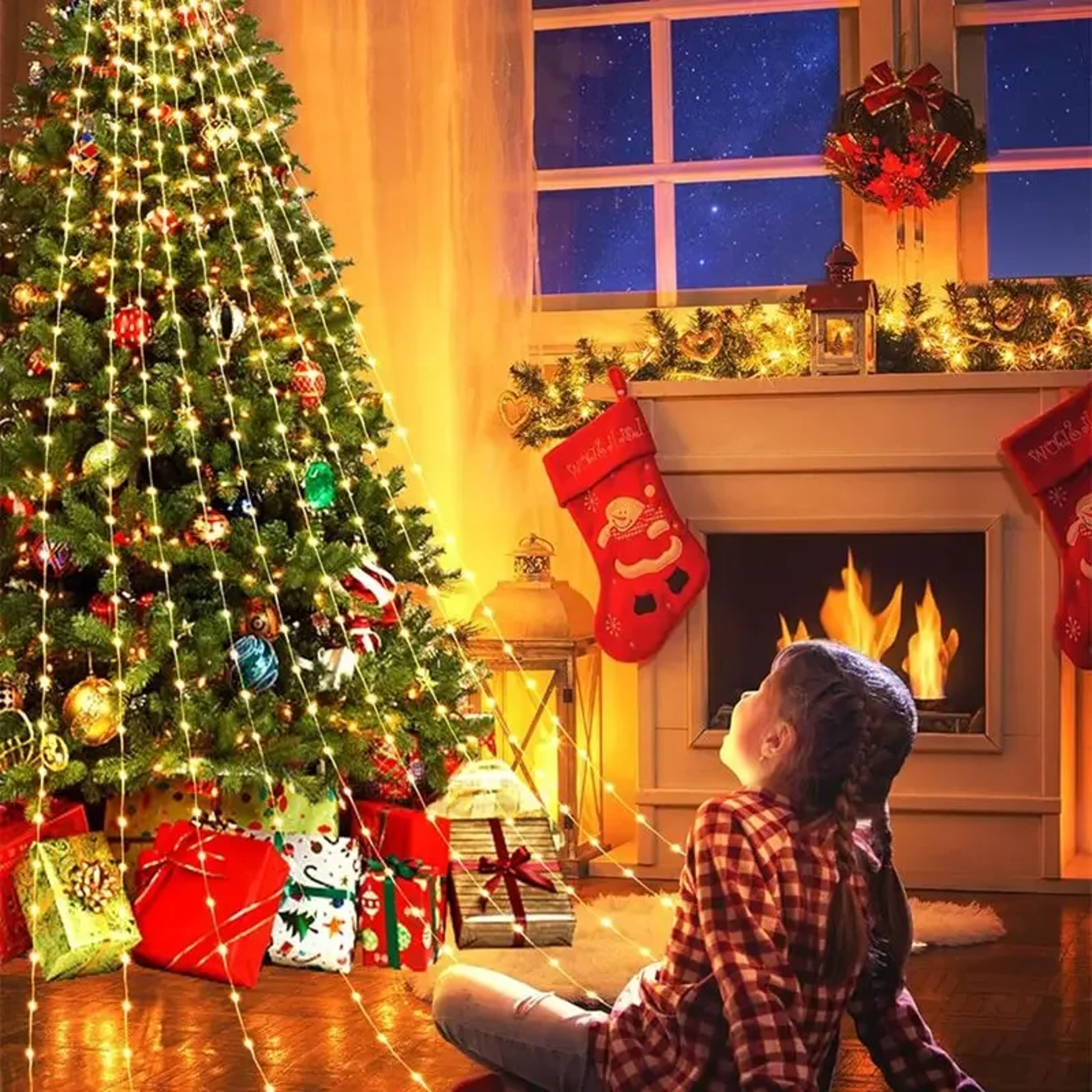 Pentagram Fairy Lamp, Waterproof Christmas Decorations, Led Waterfall Tree Light, Camping Holiday String Lights – view 3