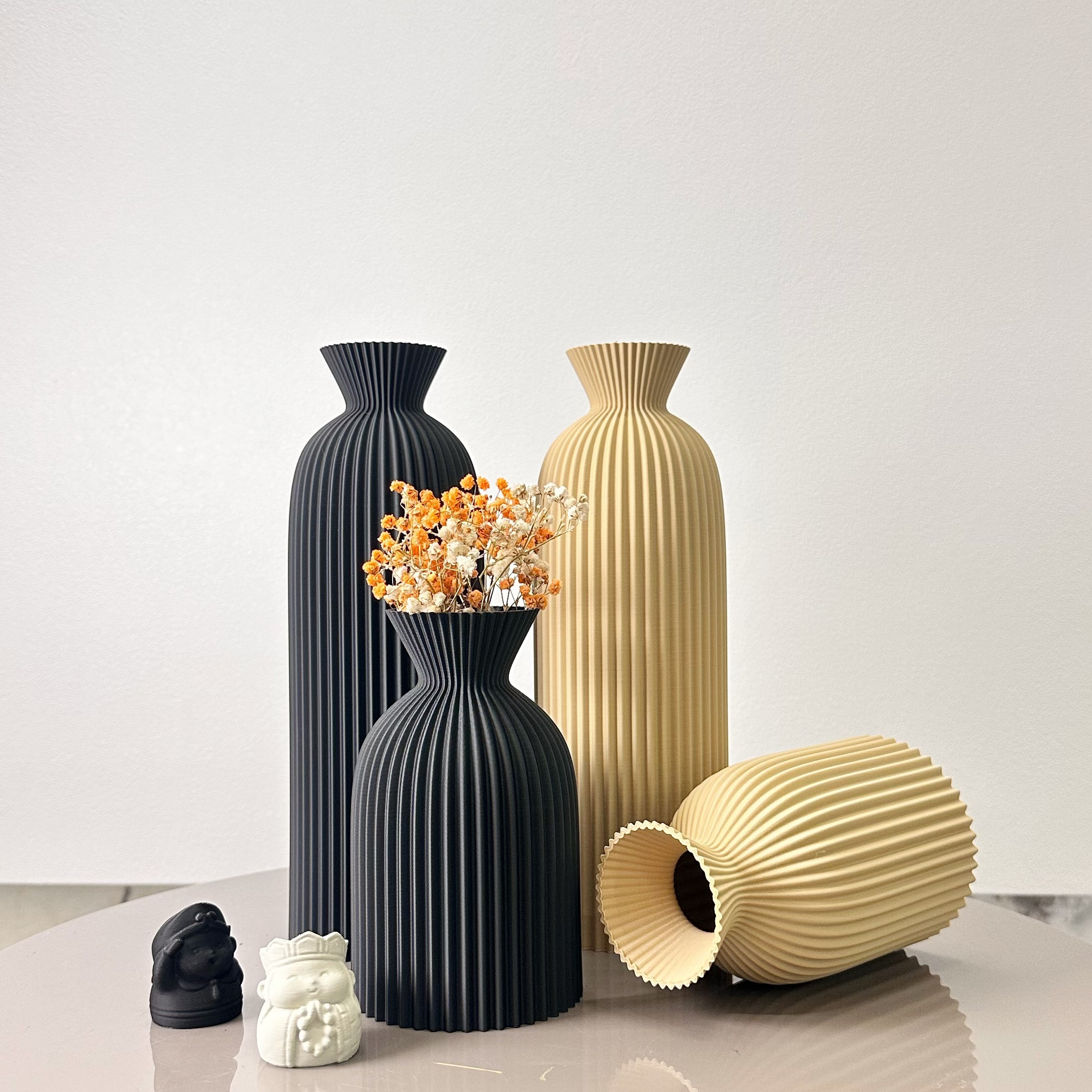 Set of Wavy Pattern Art Dry Vase, Dried Flower Vase for Home Desktop, Best Holiday Gift, Office Decoration Vase Ornament – view 2