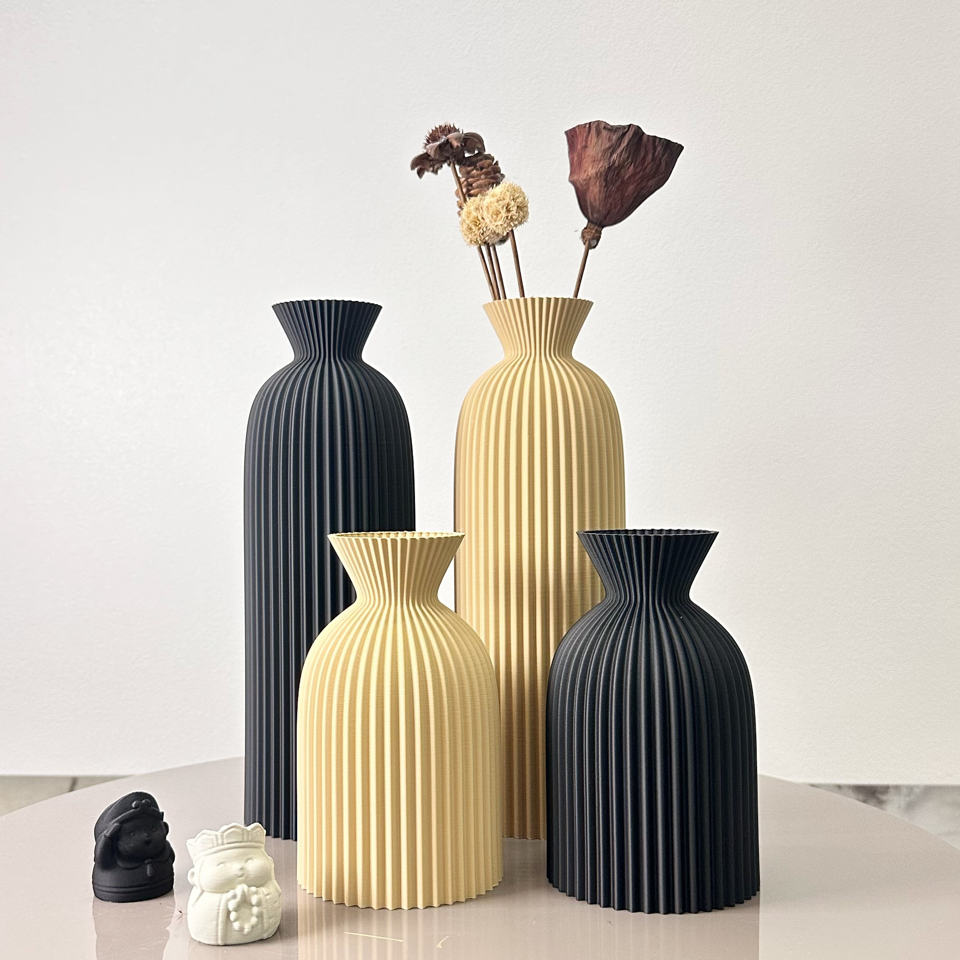 Set of Wavy Pattern Art Dry Vase, Dried Flower Vase for Home Desktop, Best Holiday Gift, Office Decoration Vase Ornament – view 3