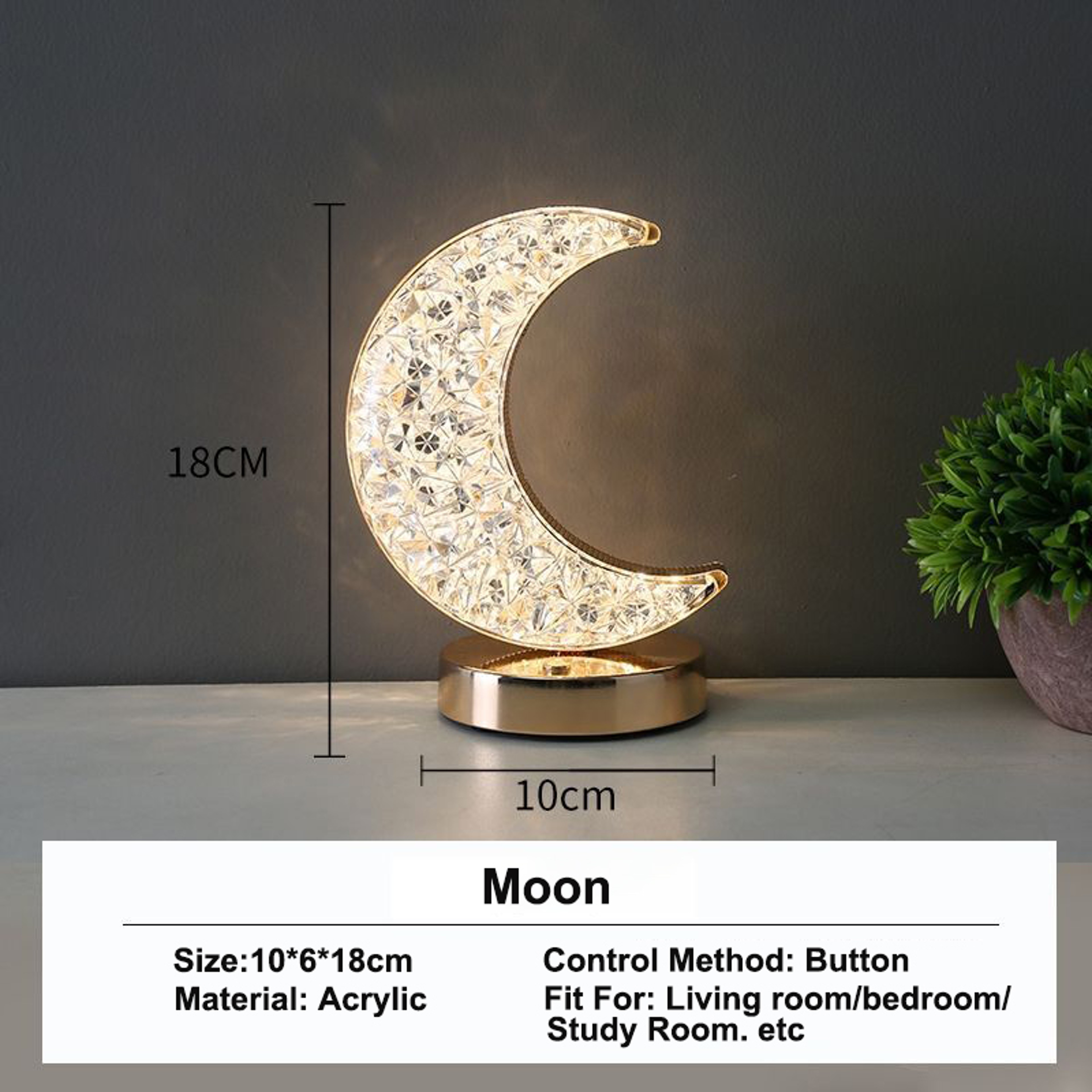 USB Rechargeable Kids Night Light, 3D Crystal LED, Touch Control, Color Changing Star Moon Lamp for Bedroom – view 8