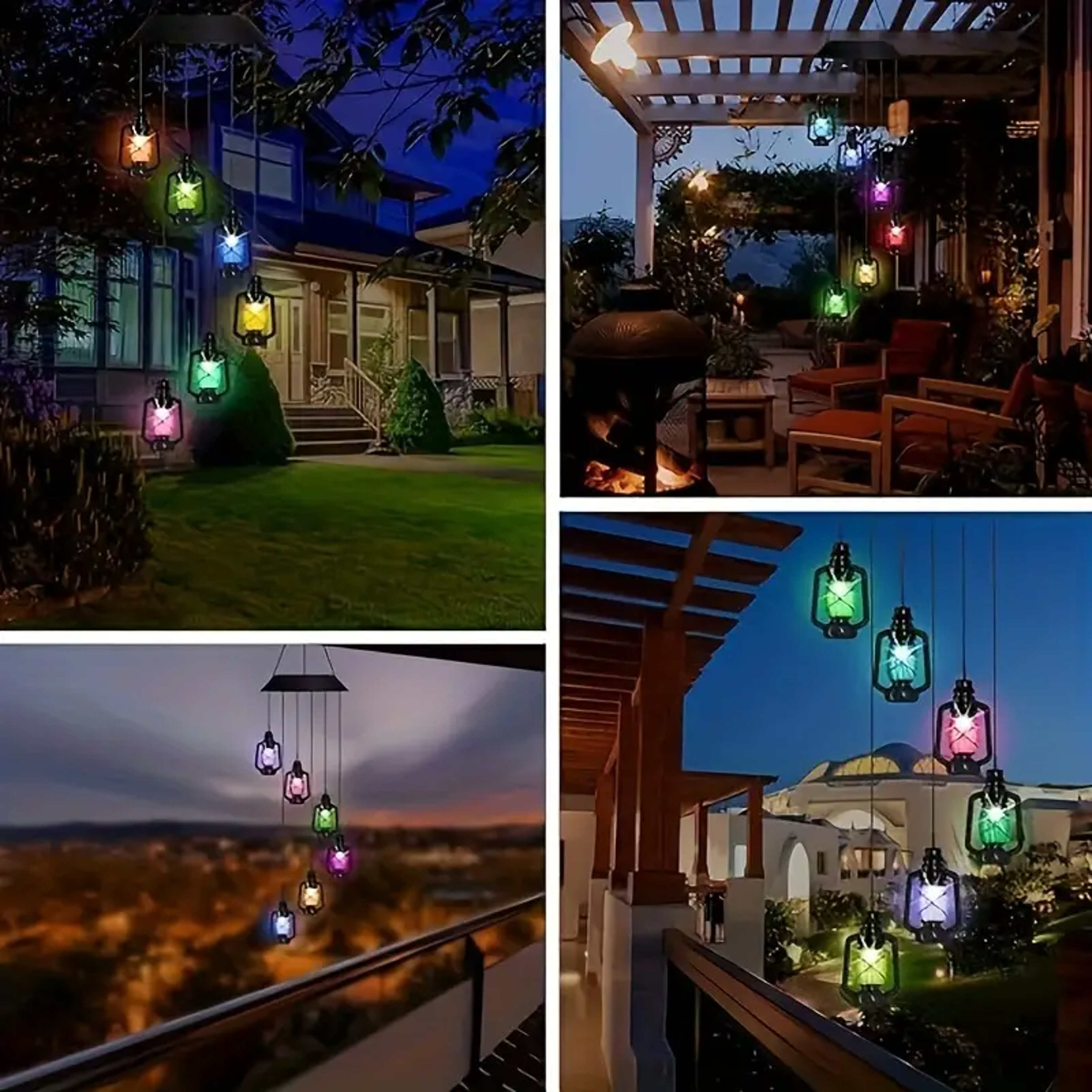 Retro Solar Kerosene Lamp, Solar Wind Chime Hanging Lantern, for Porch Garden Courtyard Outdoor Decoration – view 4