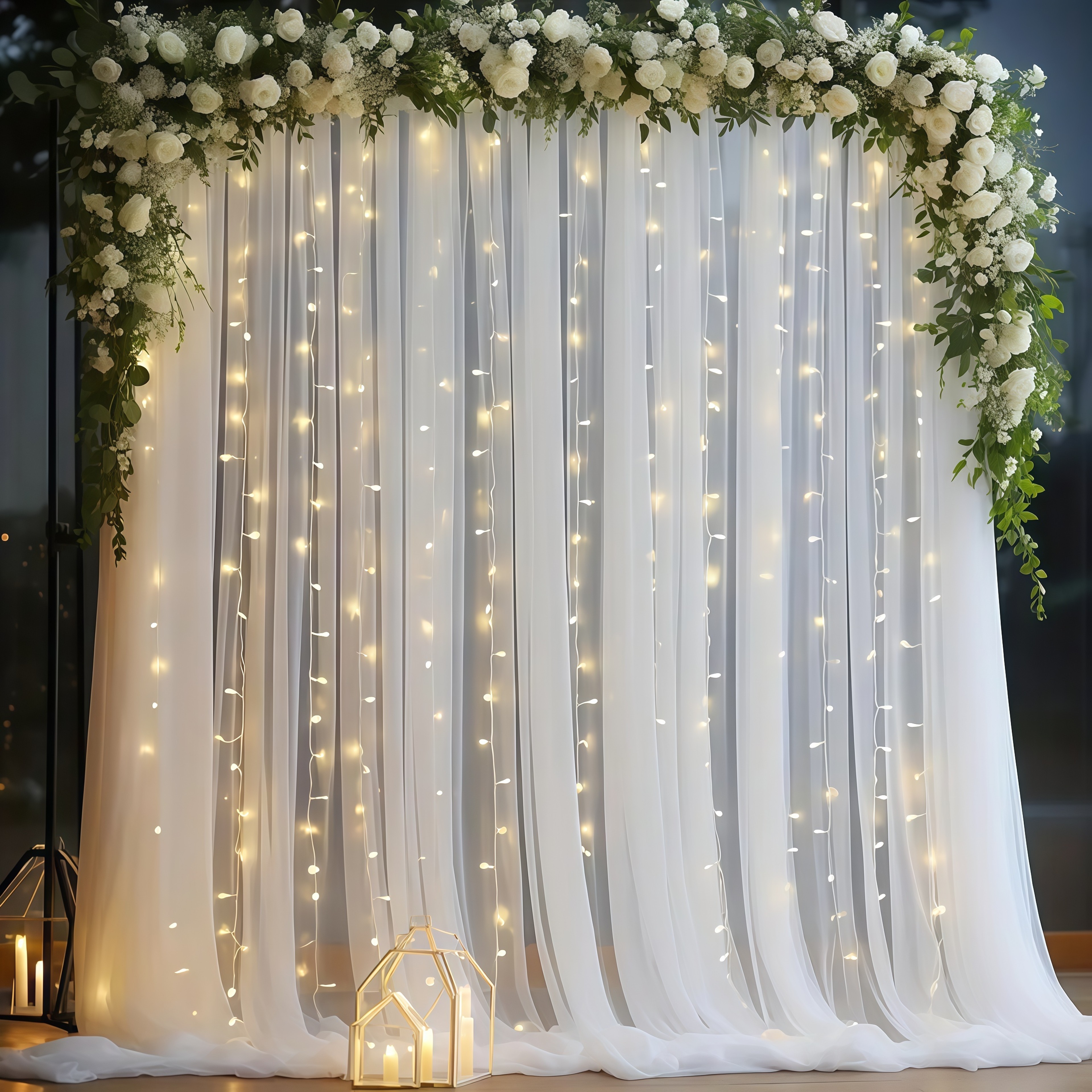 Backdrop Curtains for Photography, Home Decor, Wedding, and Party Decorations with Optional Lights – view 1