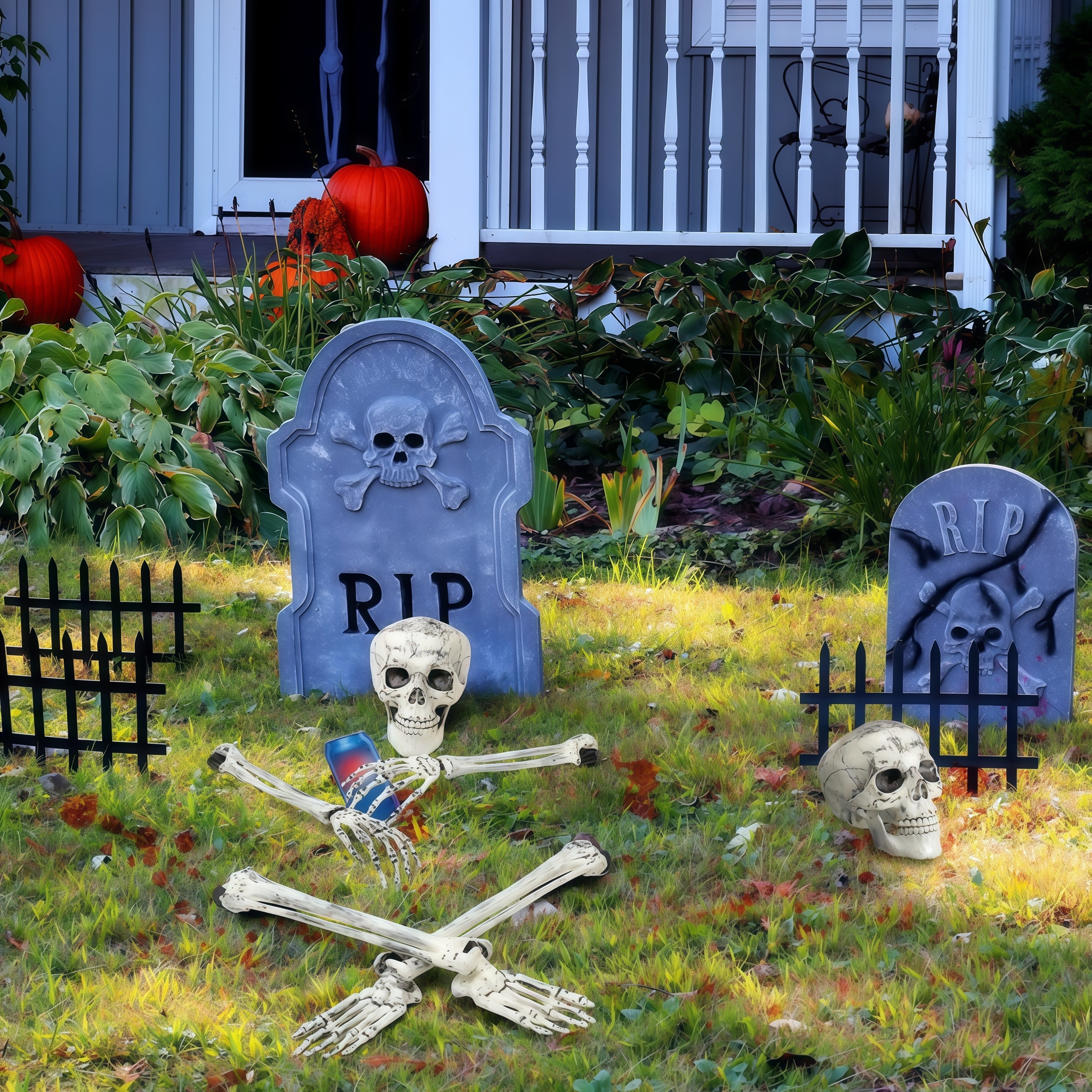Spooky Yard Garden Halloween Decoration Realistic Skeleton Arm Leg Bones Halloween Skeleton Stake D 2