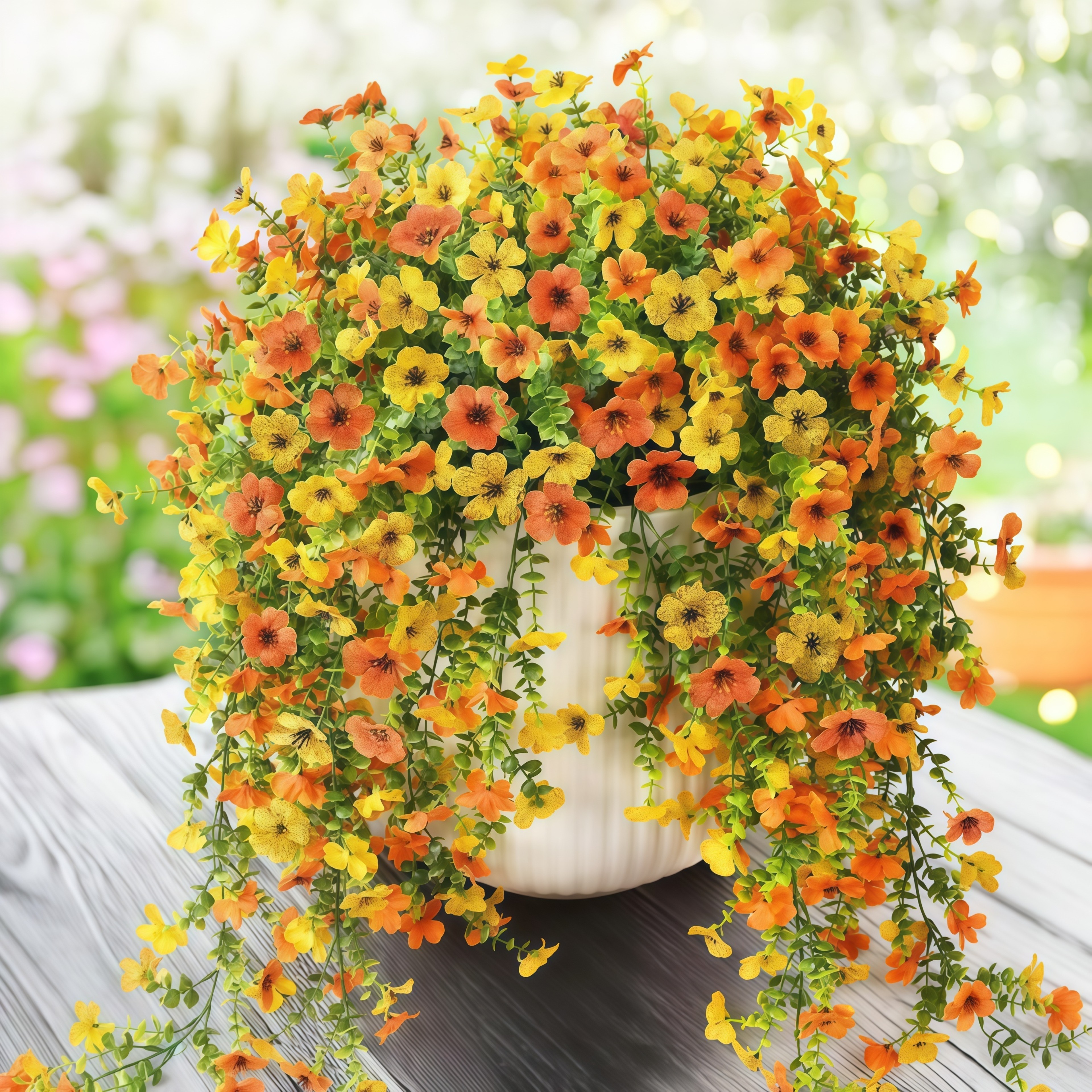 Simulated Eucalyptus and Morning Glory Vines, Artificial Flowers for Home, Outdoor, and Garden Decoration – view 4
