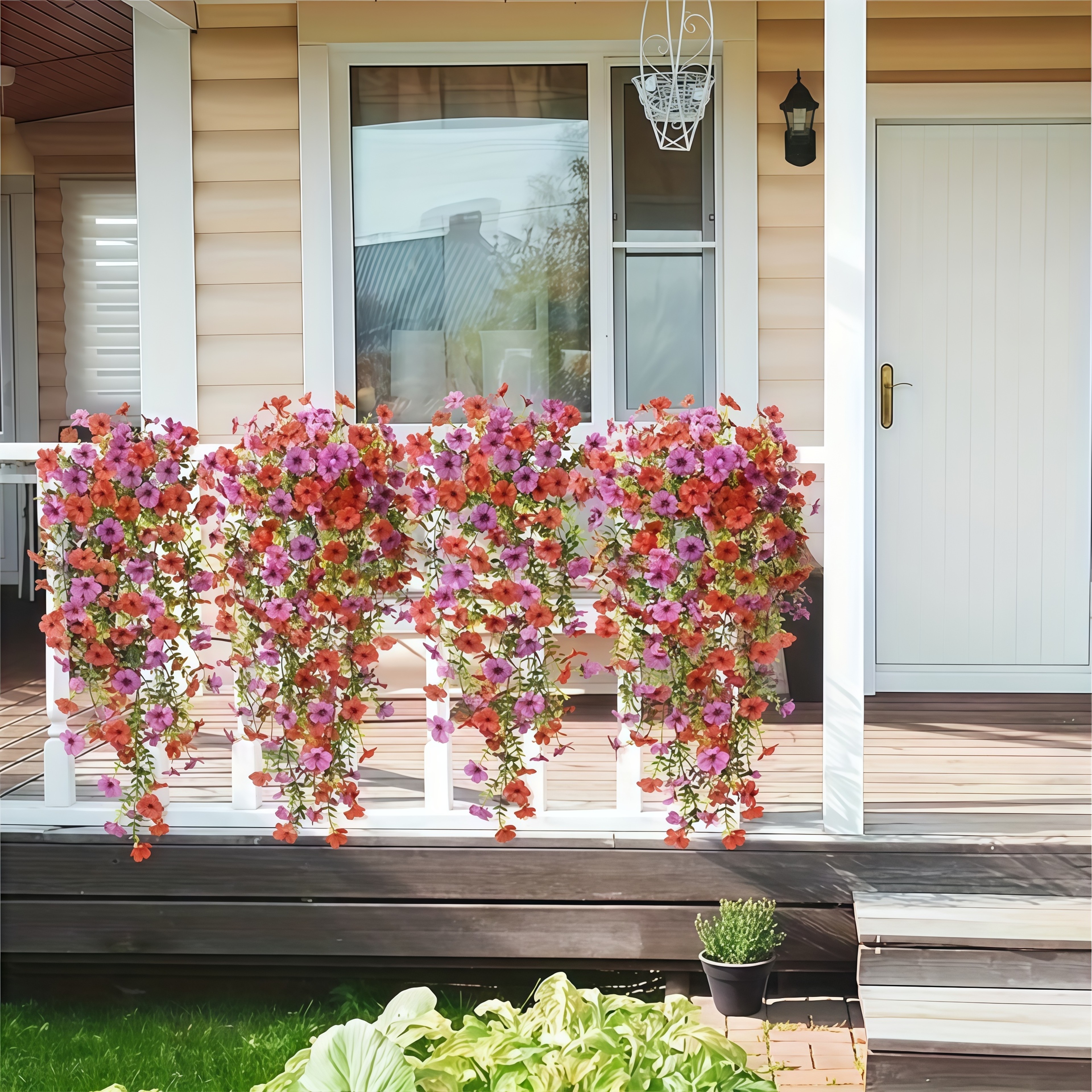 Simulated Eucalyptus and Morning Glory Vines, Artificial Flowers for Home, Outdoor, and Garden Decoration – view 6