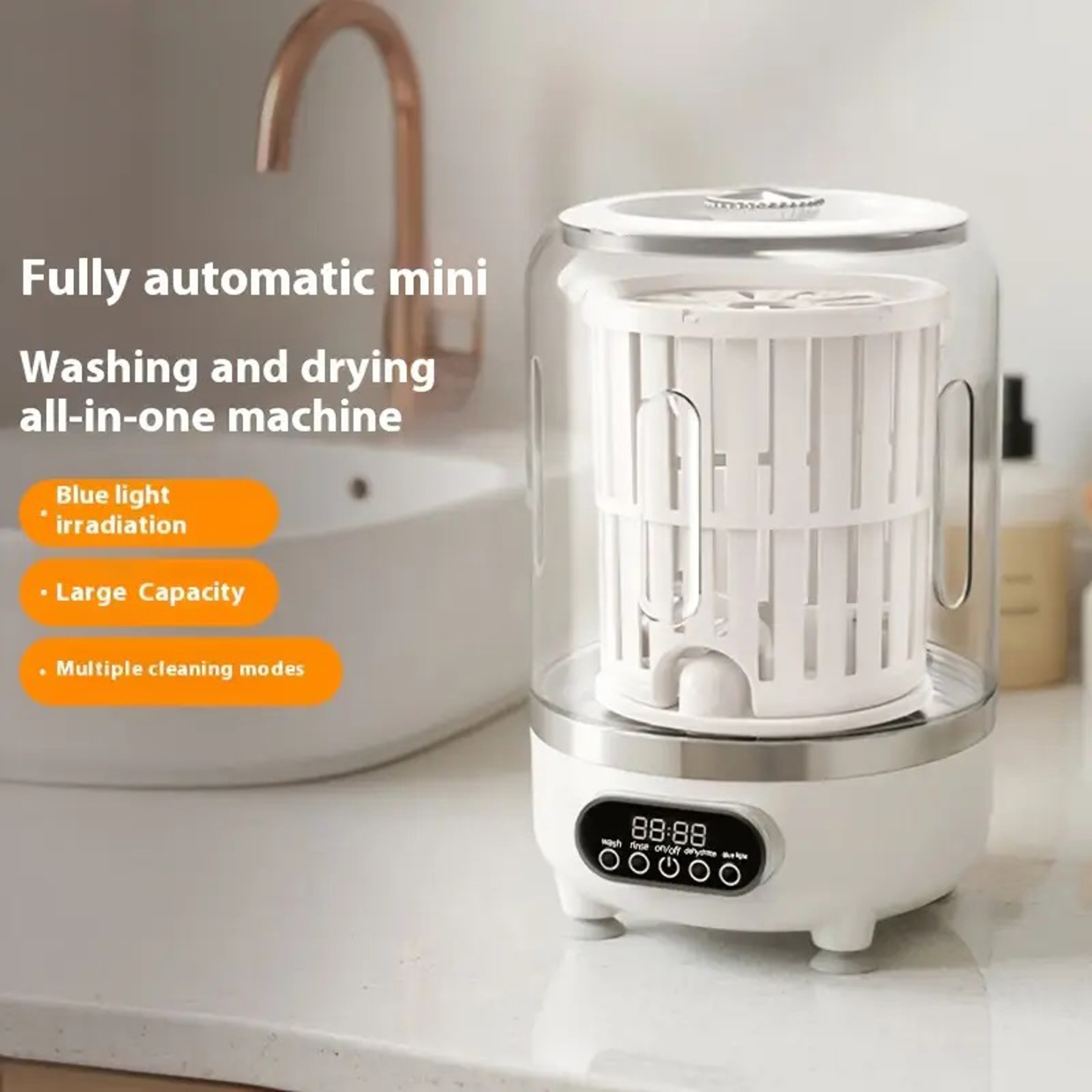 Portable Mini Washing Machine, USB Charging, Automatic Wash and Dehydrate, No Plug in, No Assembly Needed – view 1