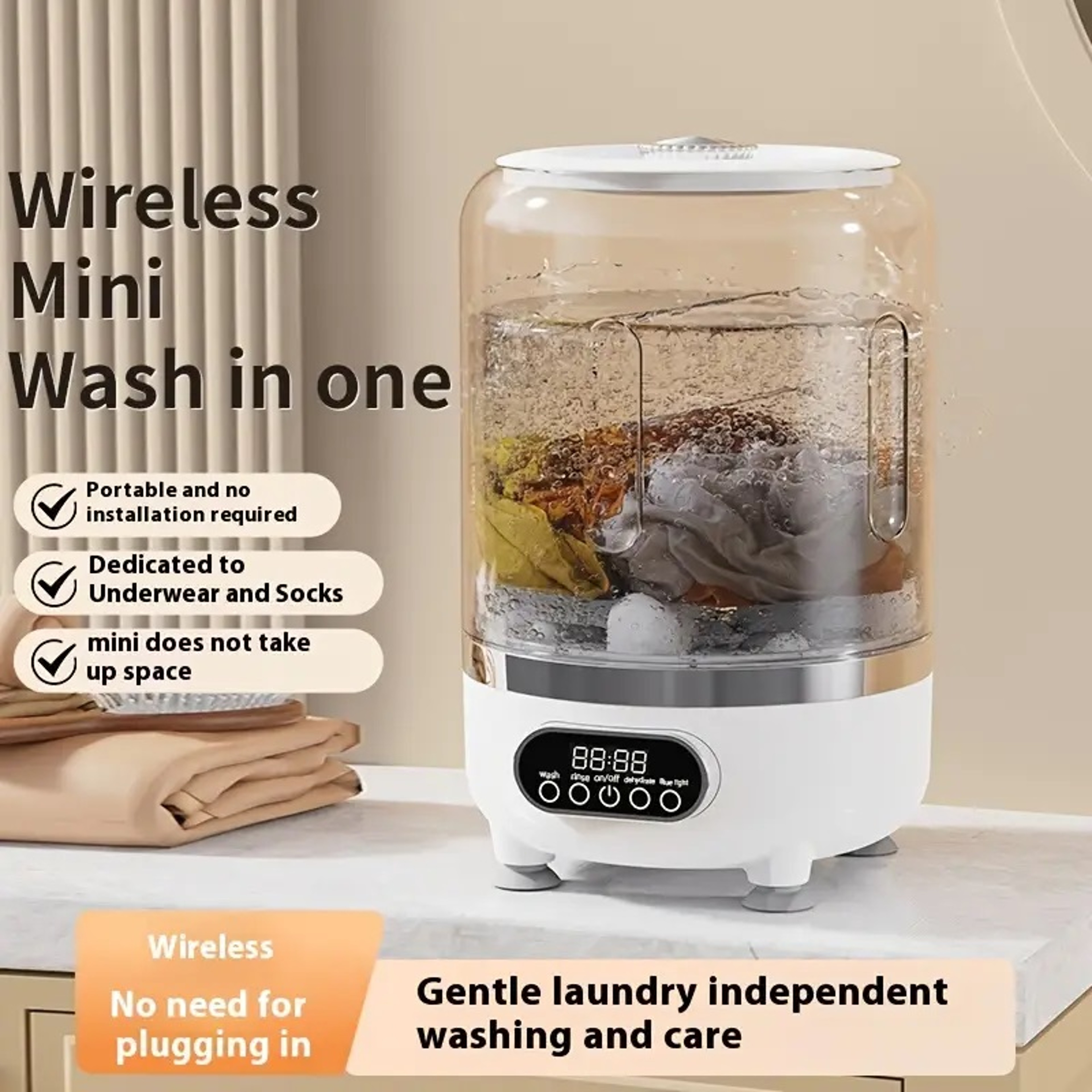 Portable Mini Washing Machine, USB Charging, Automatic Wash and Dehydrate, No Plug in, No Assembly Needed – view 3