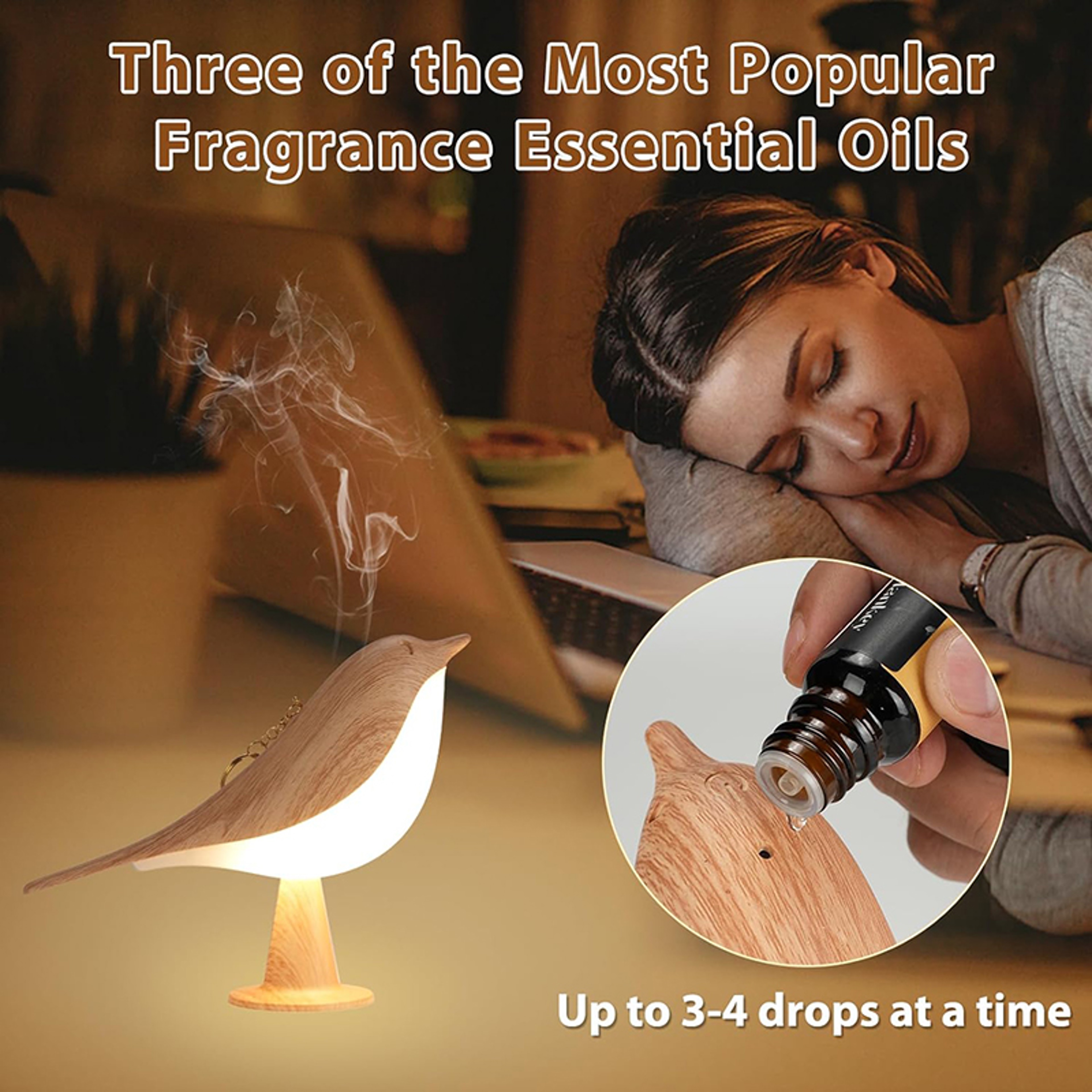 Magpie Bird Night Light, Dimmable LED Desk Lamp, Touch Controlled, Rechargeable, Aromatherapy Decor – view 3