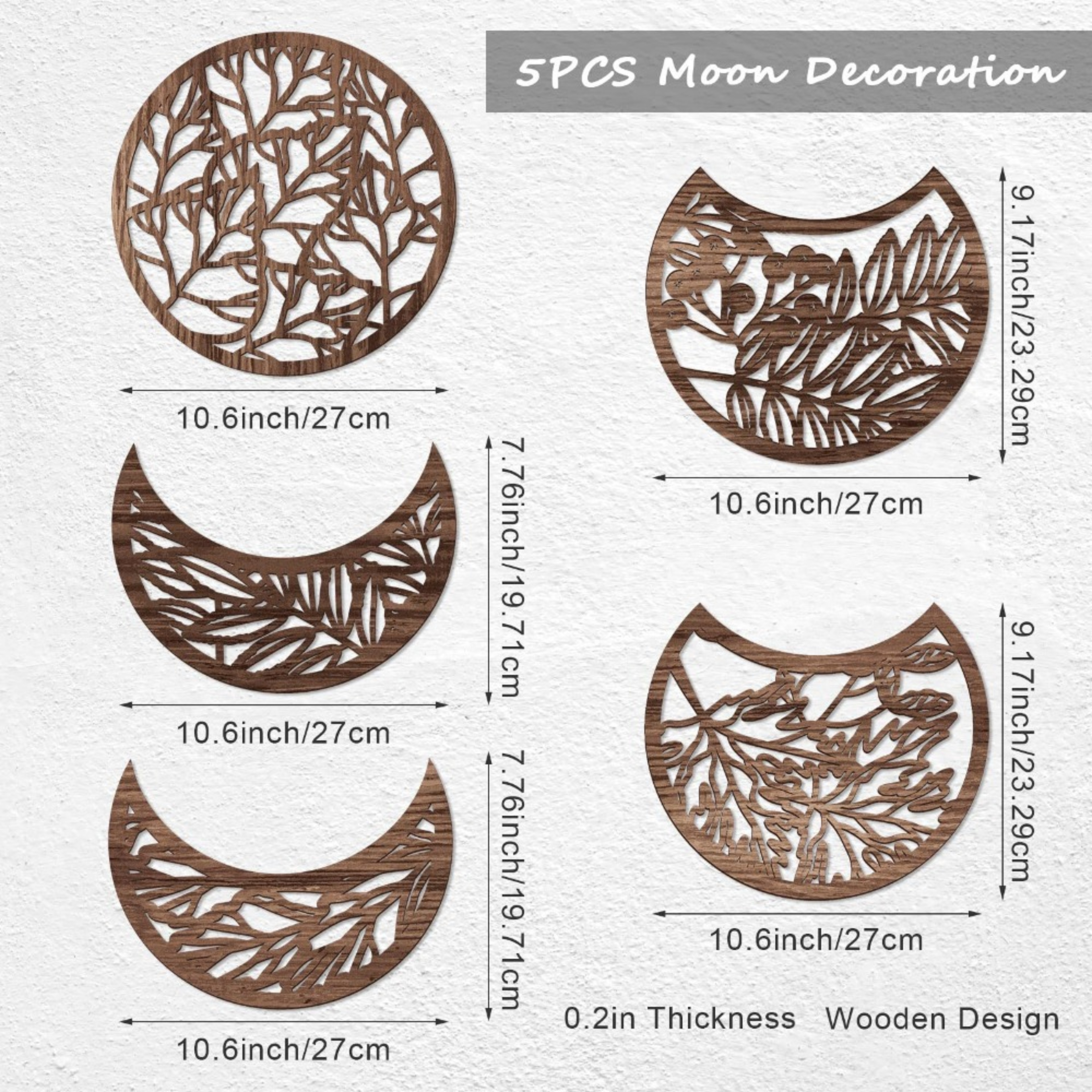 Handmade Wooden Moon Phase Wall Art, Nordic Style Decor for Living Room, Bedroom – view 2