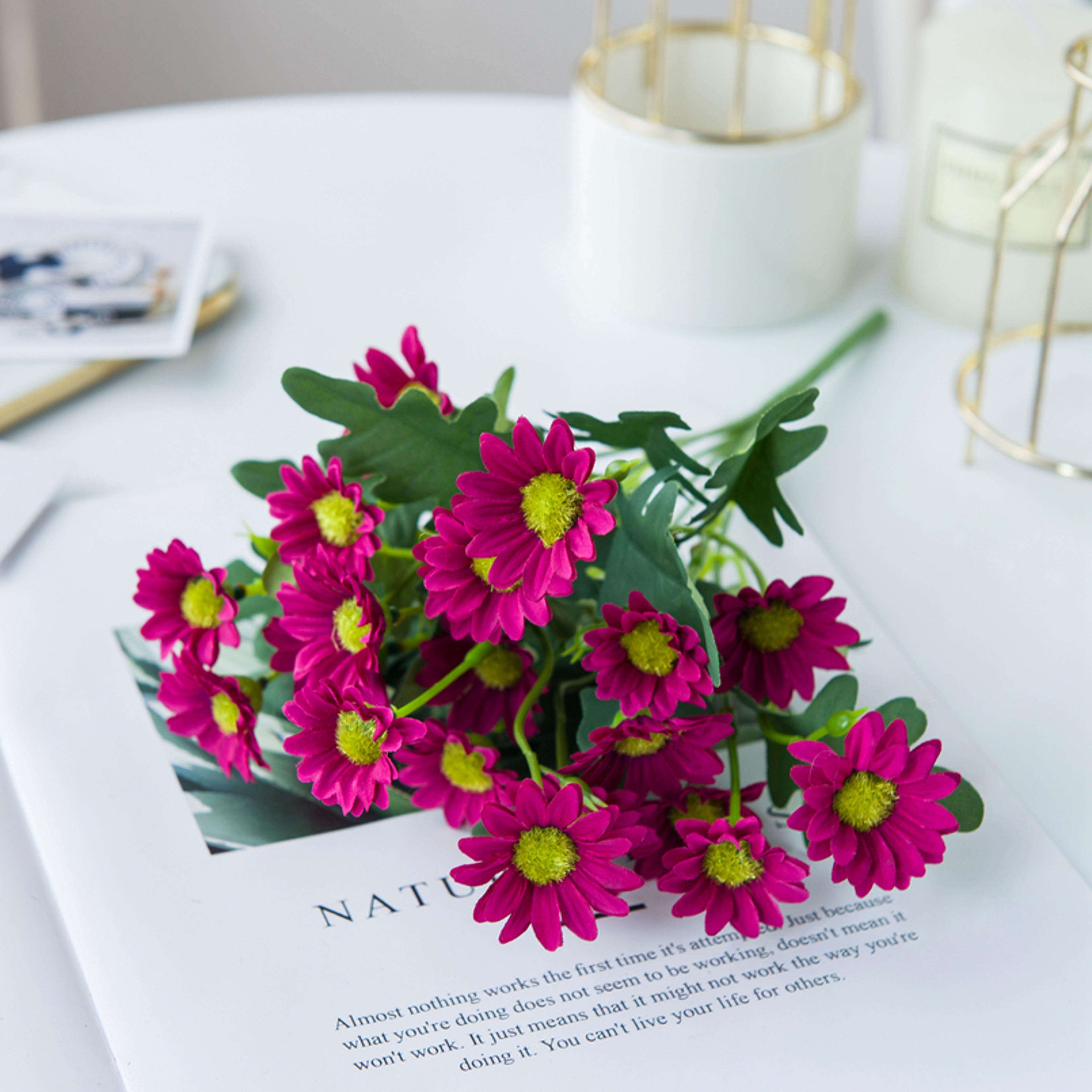 Autumn Silk Daisy Bouquet, Artificial Flower Decor for Vase, Home and Wedding Decor, Holiday Party DIY Gift – view 7