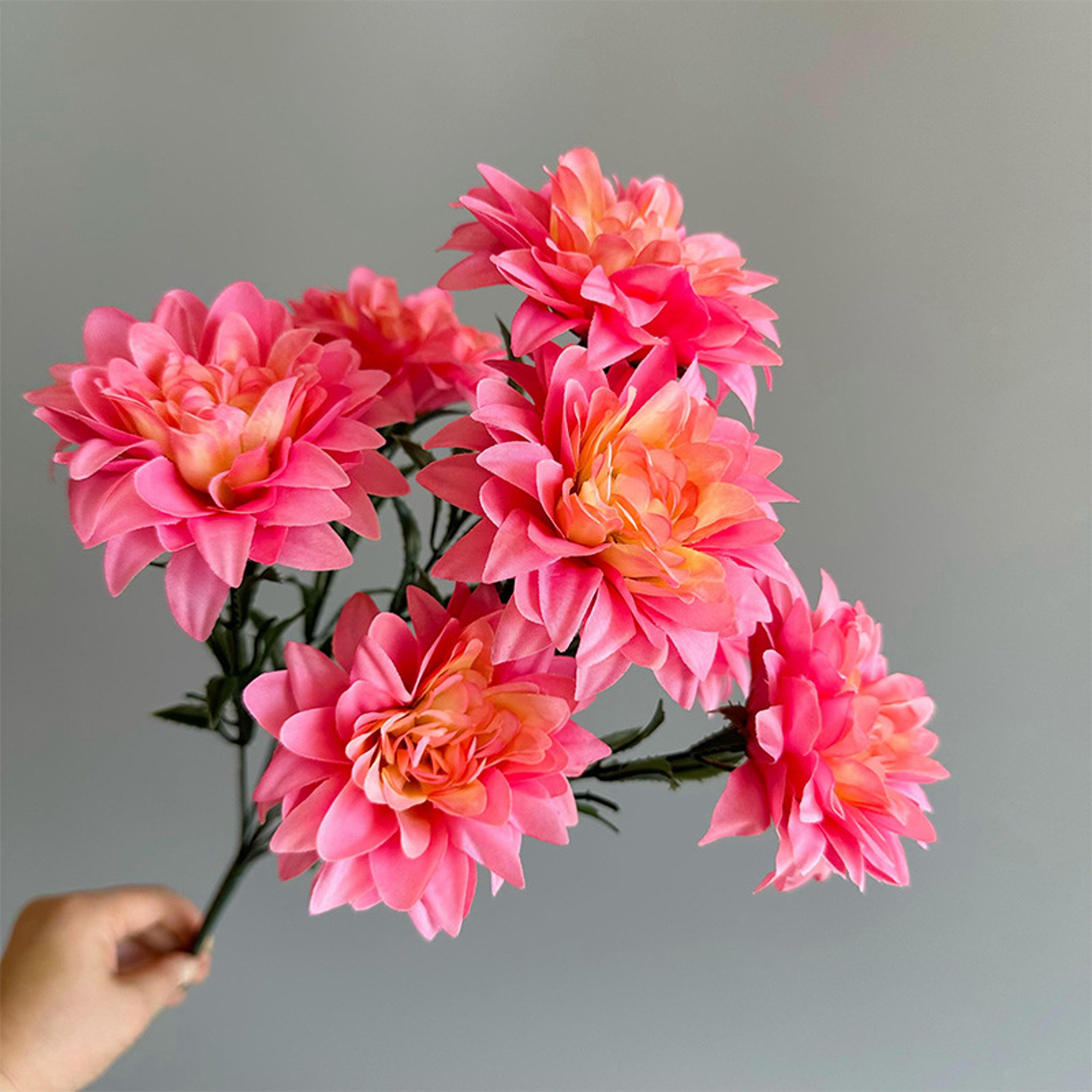Artificial Dahlia Bouquet, Fake Flowers for Wedding Centerpieces, Party, and Home Desk Decor – view 9