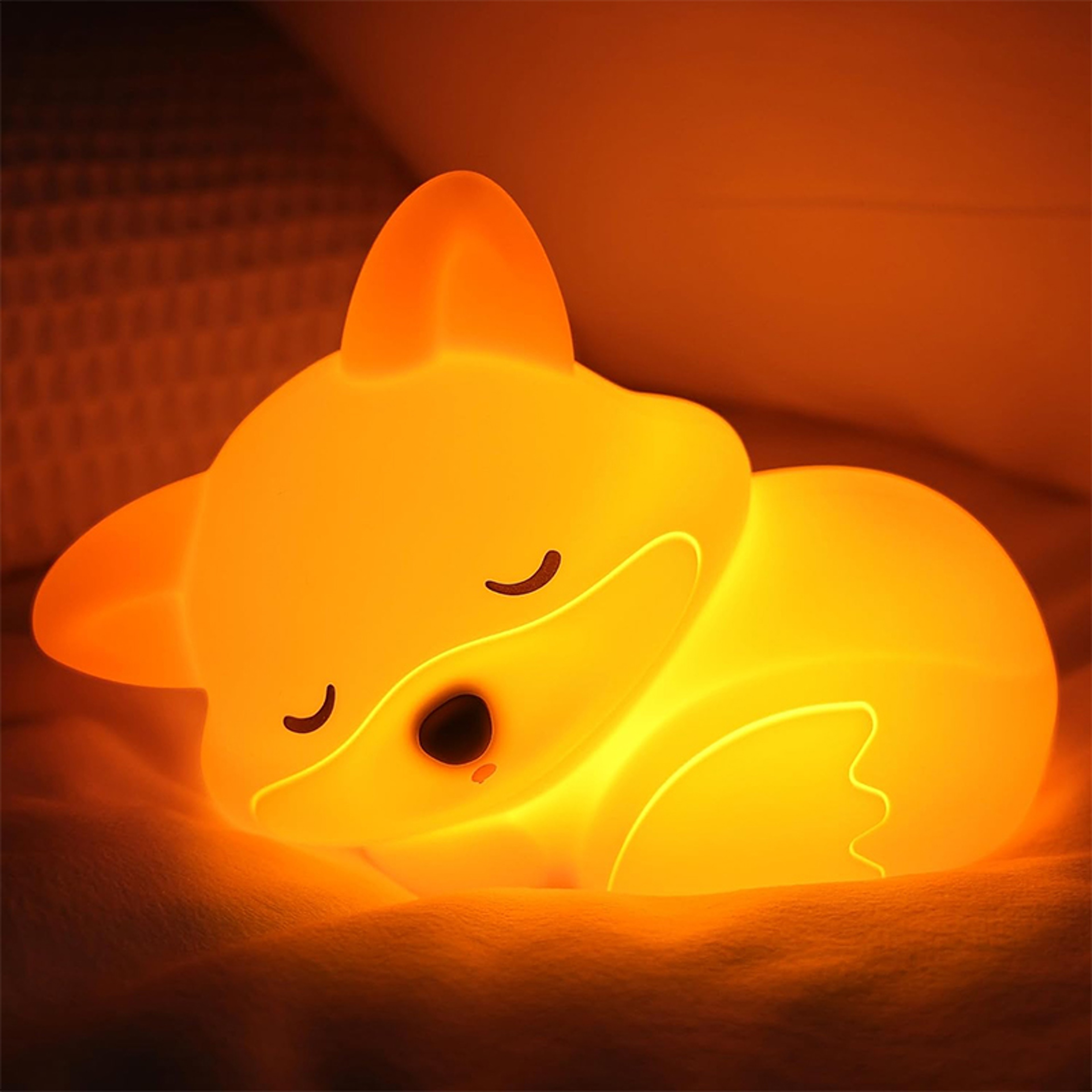 Squishy Silicone Fox Night Light, Rechargeable Dimmable Bedside Lamp with Timer, Novelty Touch Nightlight – view 7