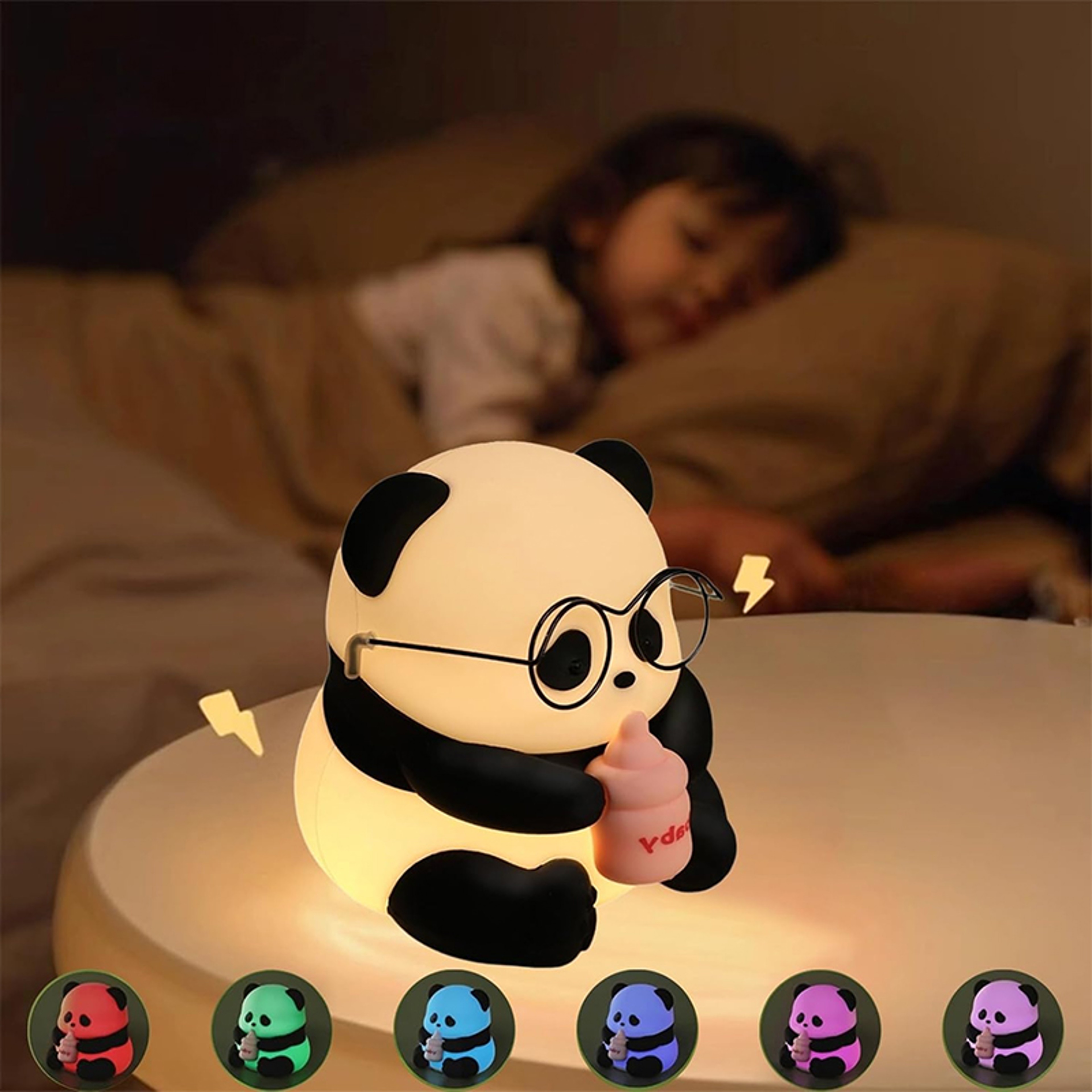 Cute Silicone Panda Night Light, Rechargeable LED, Kawaii Animal Decor for Kids, Birthday Gifts, and Christmas Lights – view 1