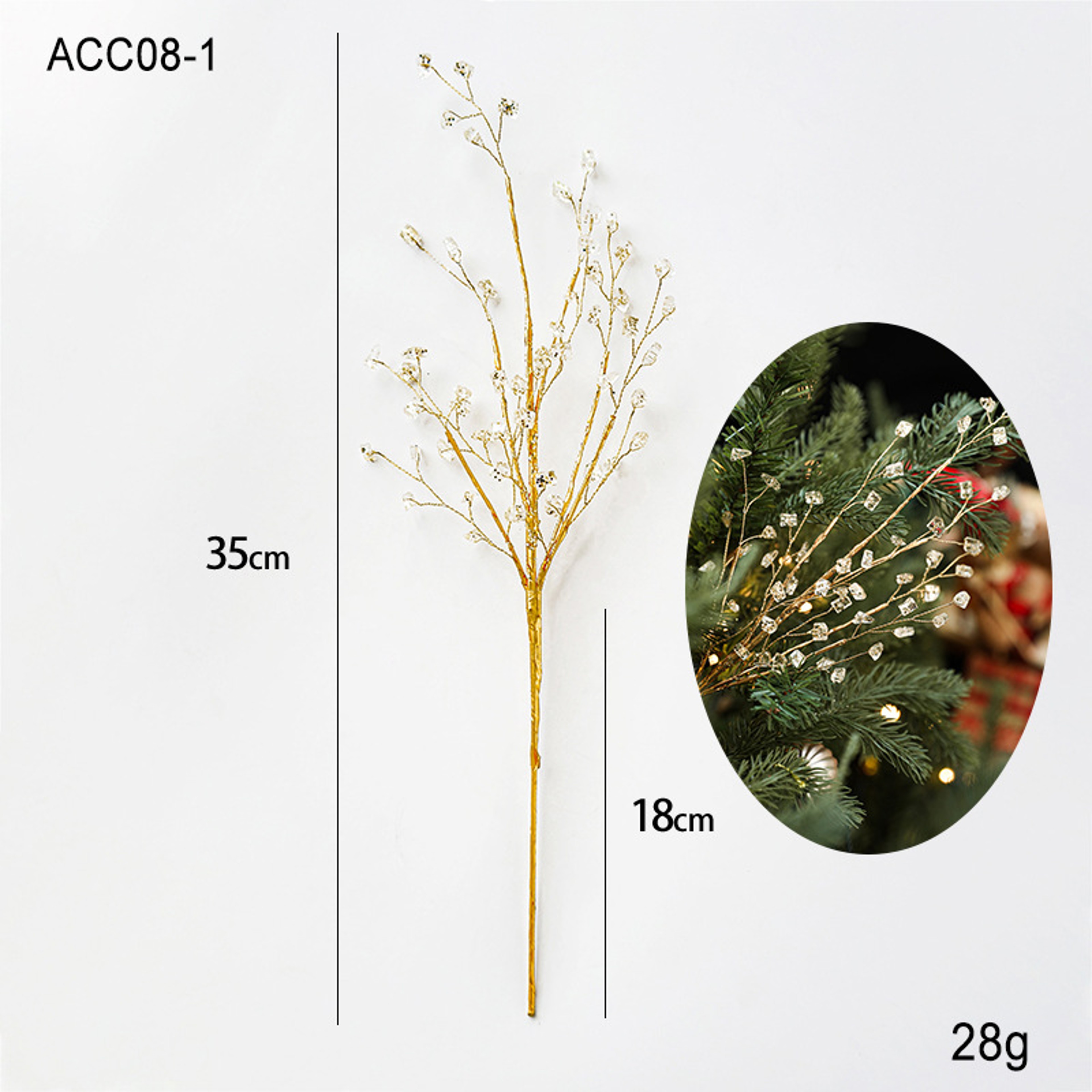 Crystal Bud Branches, DIY Crystal Flower Picks, Christmas Acrylic Beads, Wedding Party Decoration – view 9