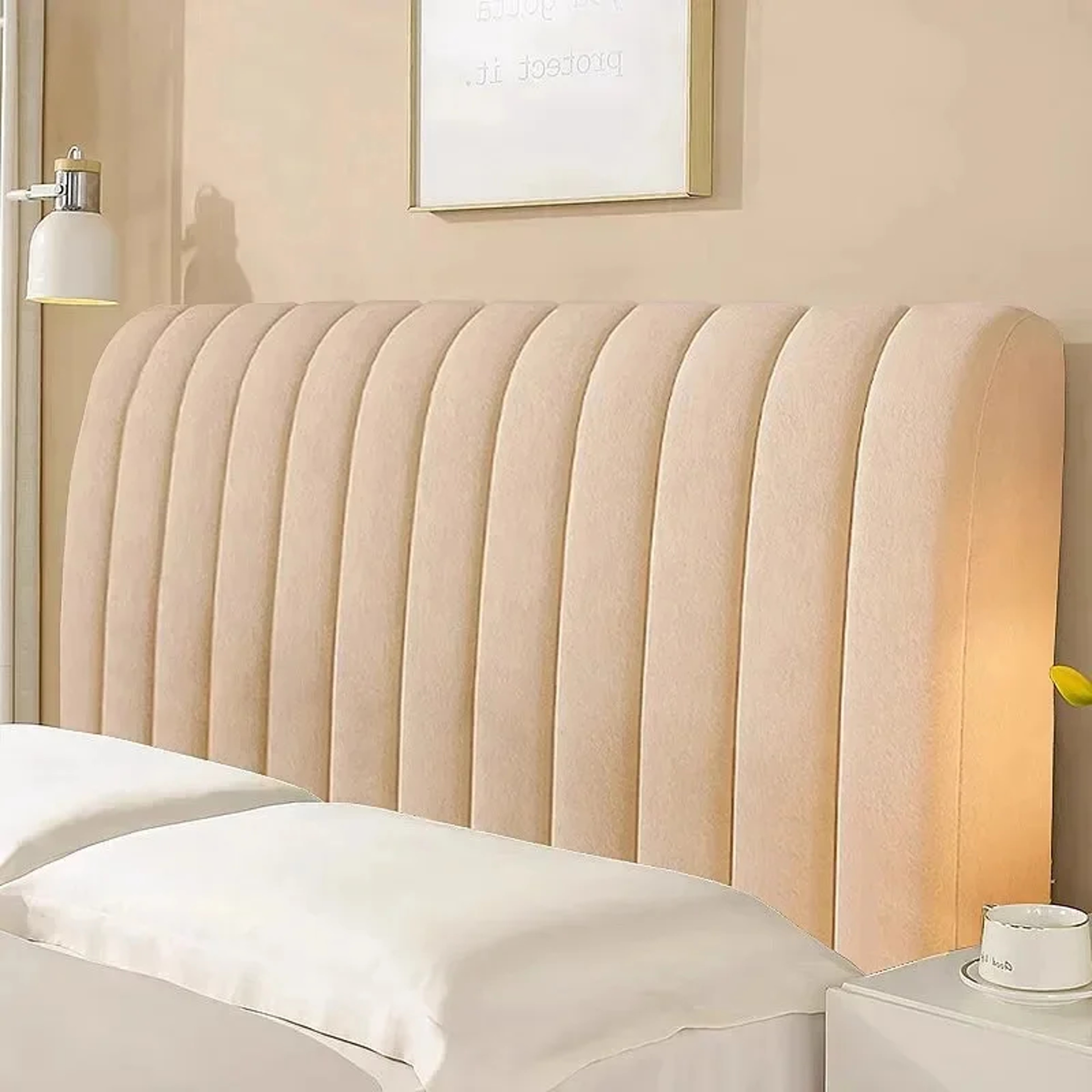 Luxury Velvet Bed Headboard Cover All Inclusive Soft Thick Dust Protector Solid Color Bedside Back  9