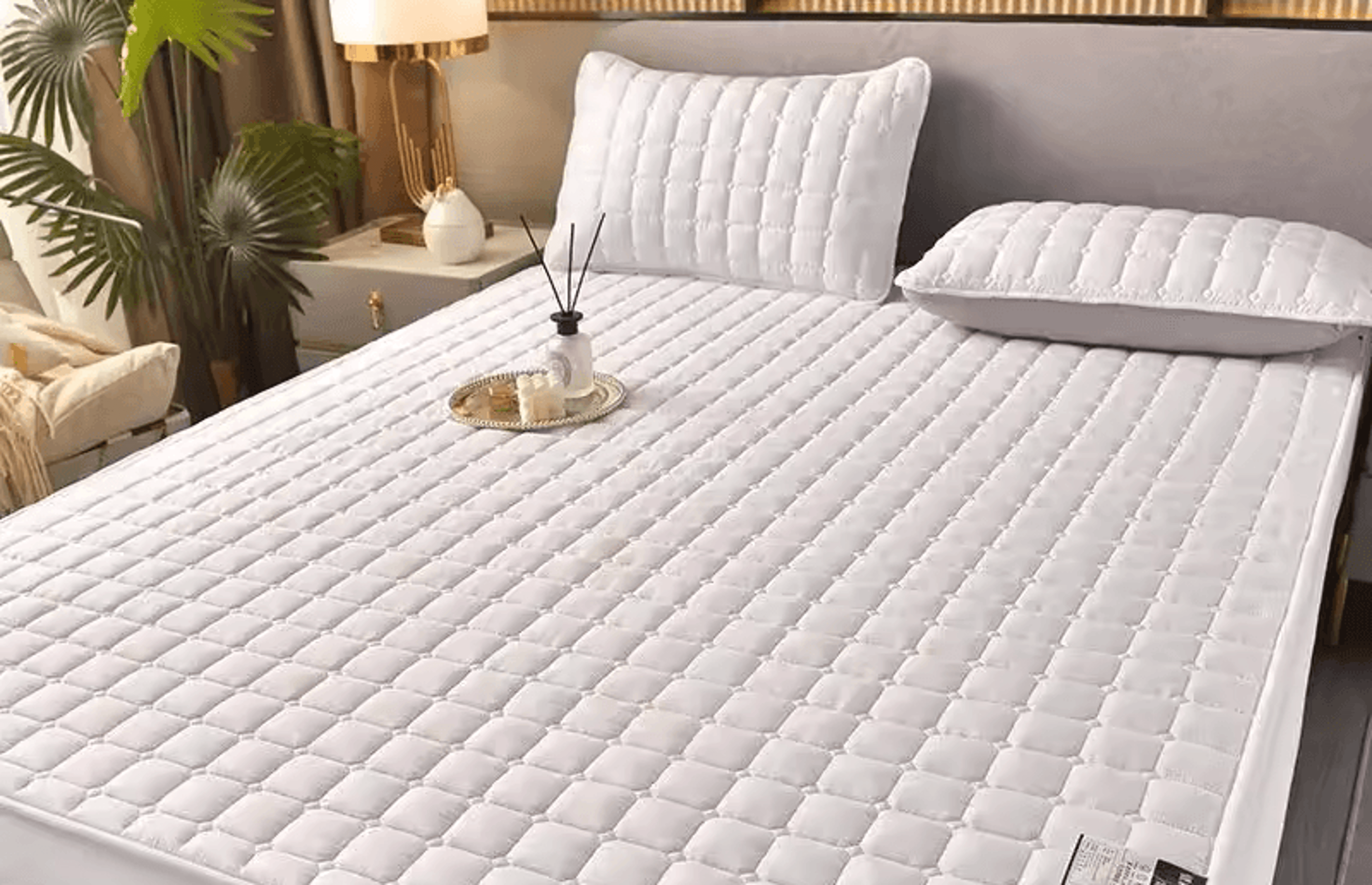 Breathable Quilted Mattress Cover Soft Skin Friendly Anti Mite Anti Bacterial Bed Protector Fitted  0