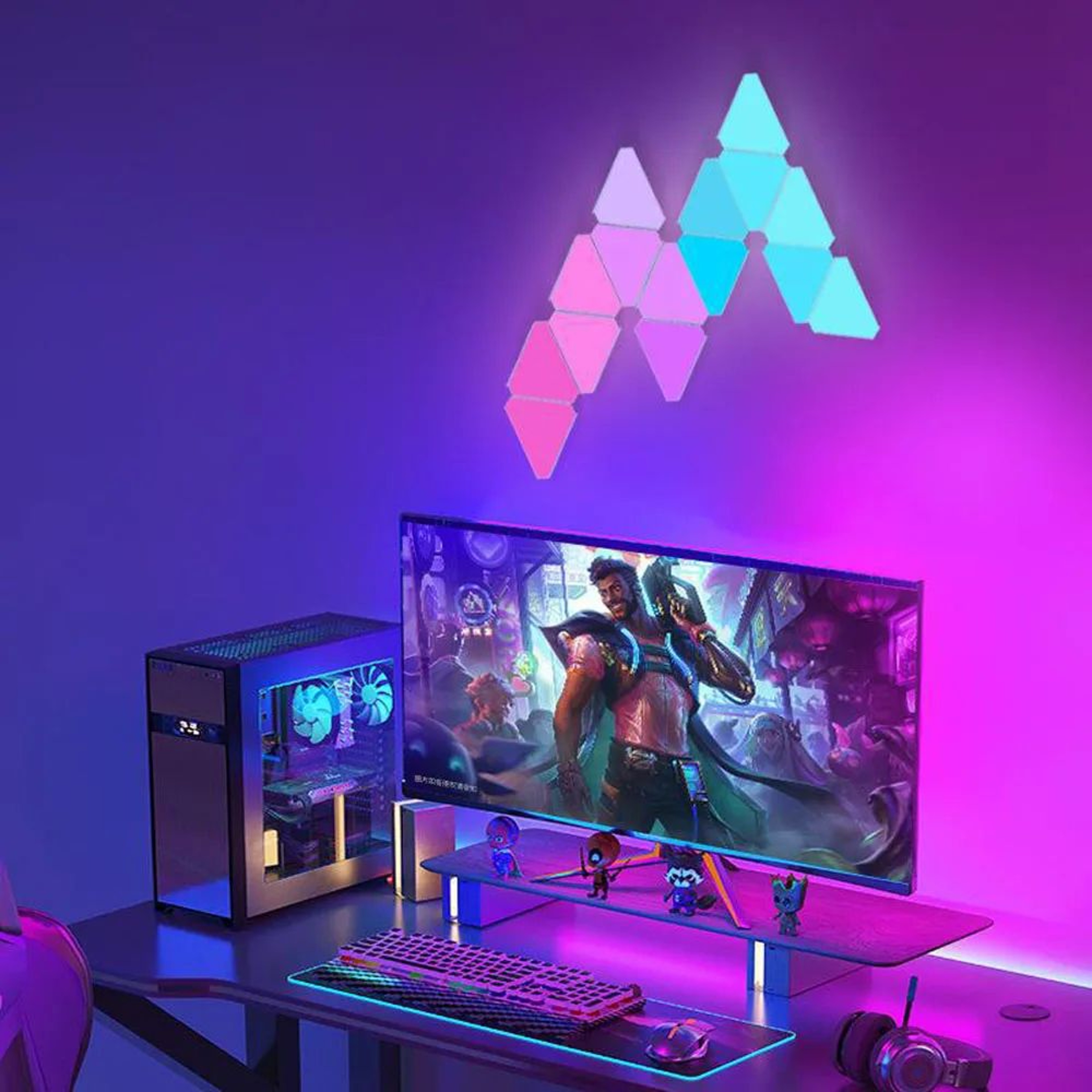 Quantum Atmosphere LED Triangle Lamps WIFI Bluetooth USB Smart Wall Light Creative Gaming Bedroom D 2