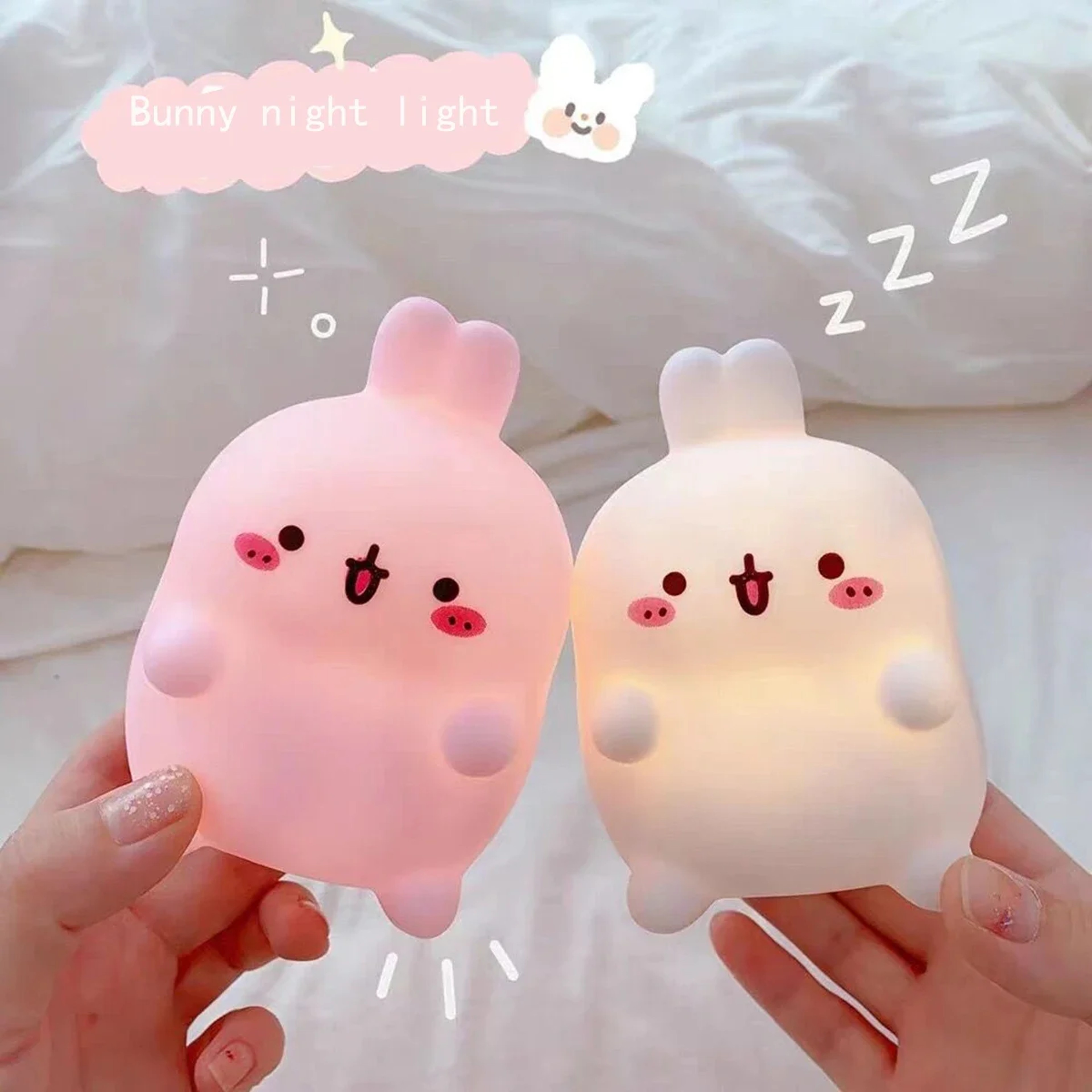 Creative Atmosphere Rabbit Night Light Bedhead Bedroom LED Small Table Light Non Plug In Floor Stand – view 4