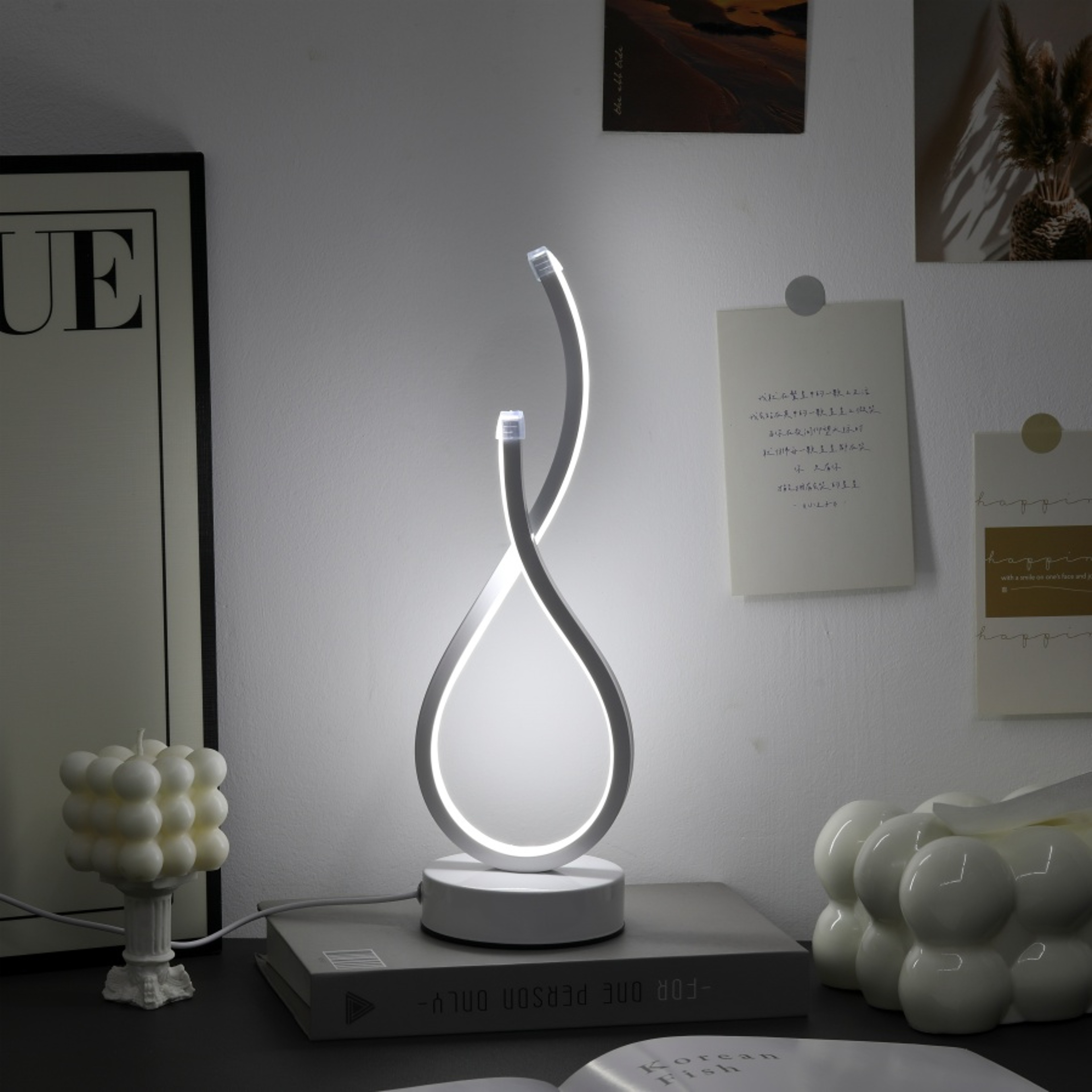 Elegant White Gesture Desktop Lamp, Creative Modern Design, Three-color Lighting for Any Room – view 6