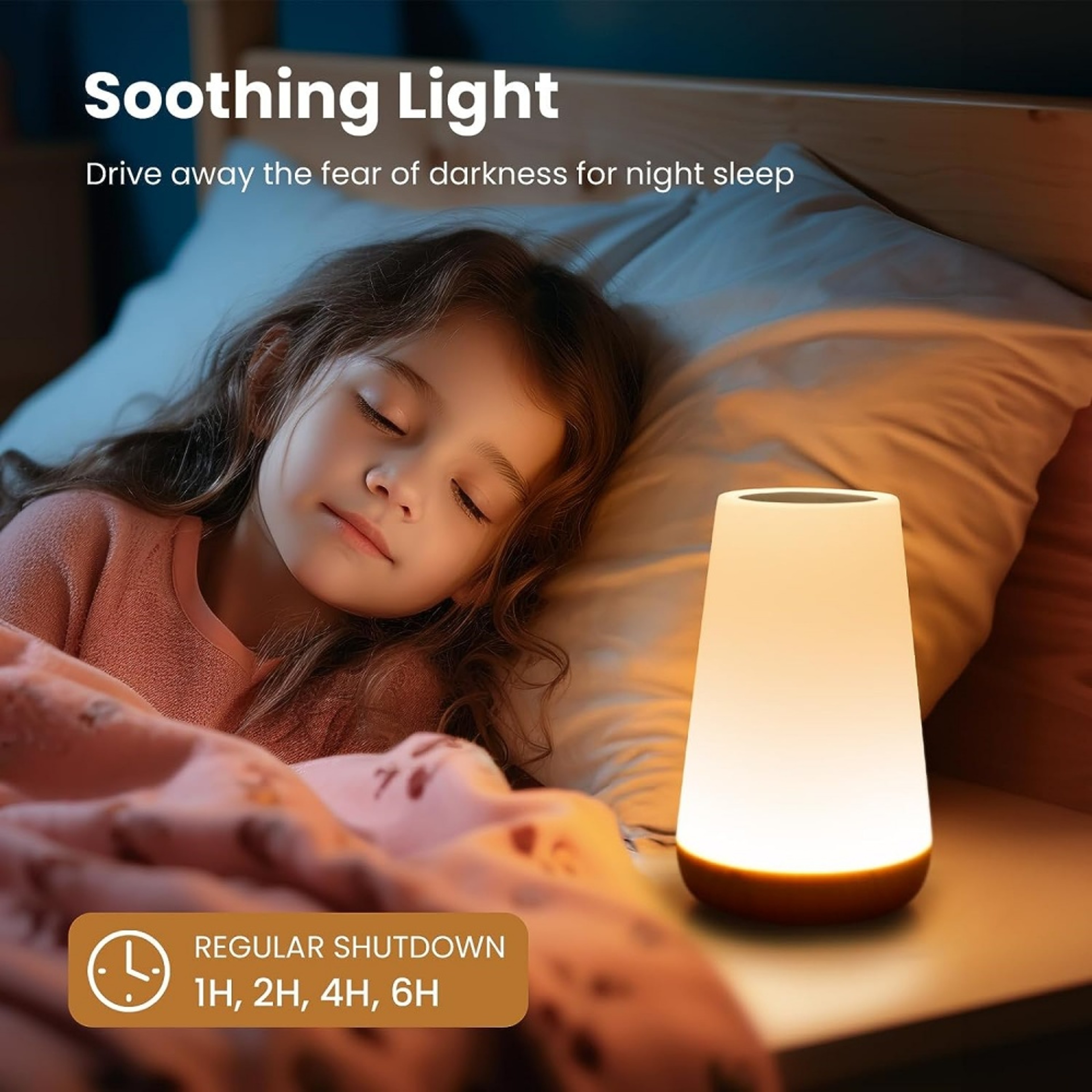 Bedroom Portable Table Bedside Night Lamp, USB Rechargeable Dimmable Touch Lamp, RGB Colors Night Lights Baby Kids – view 4