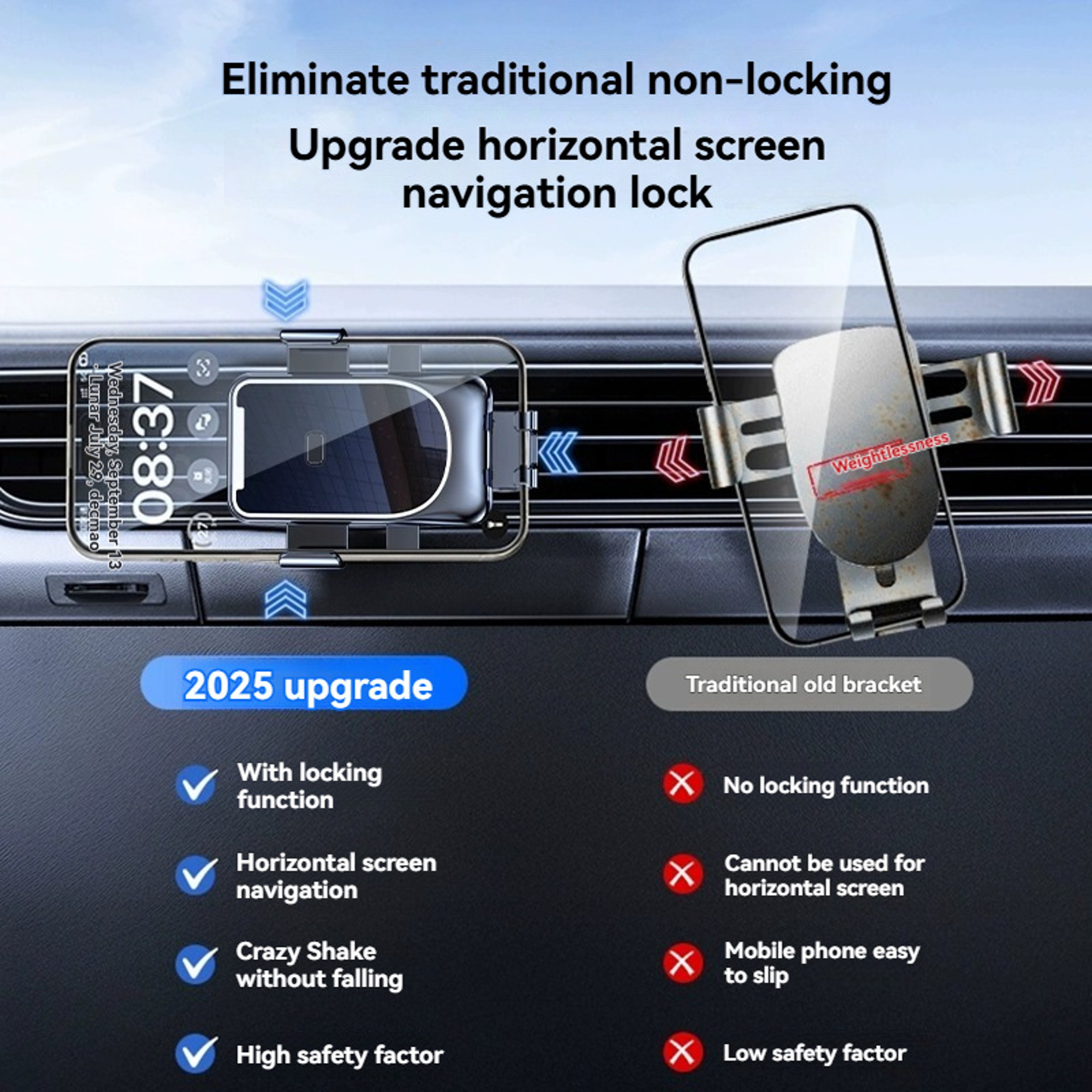 Universal Smartphone Holder, Air Vent Suction Hook Mount, Car Navigation Bracket for Phones – view 3