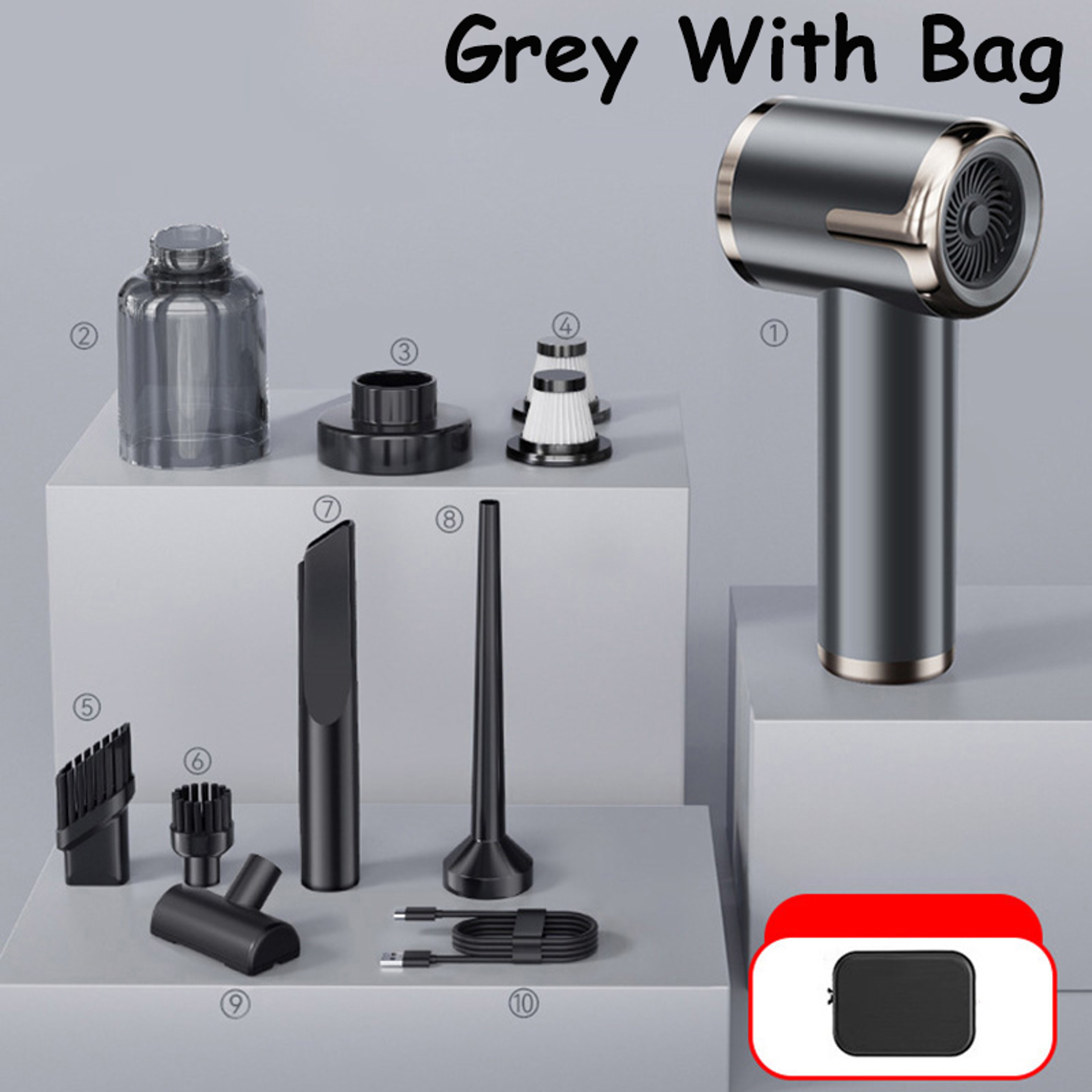 Portable Wireless Vacuum Cleaner PA Blow Suck Pump Super Powerful Car Vacuum Charge 6