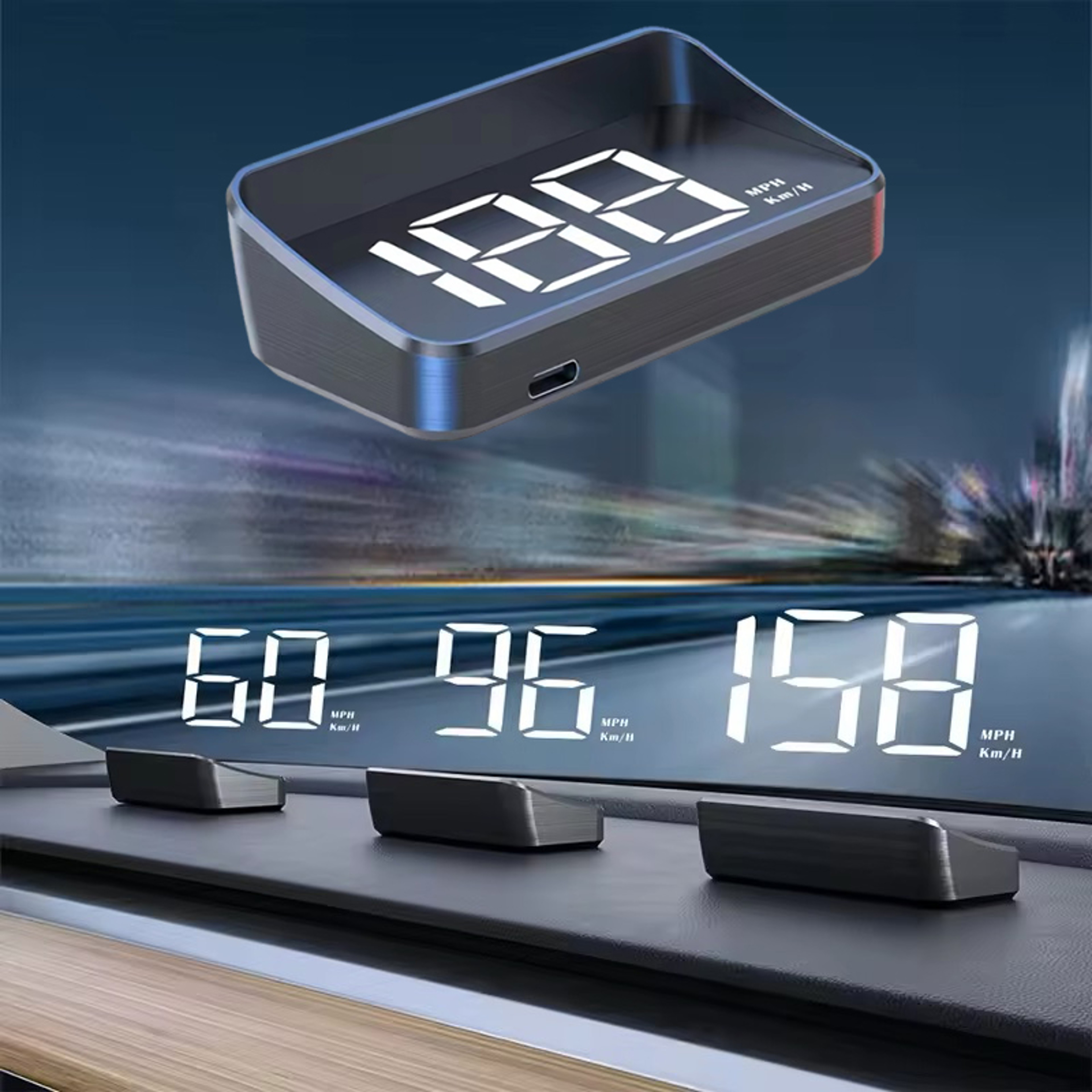 Digital Speedometer, In Vehicle HUD Display, GPS Speed Meter, Universal Car Windshield Projector, Multifunctional Head – view 3