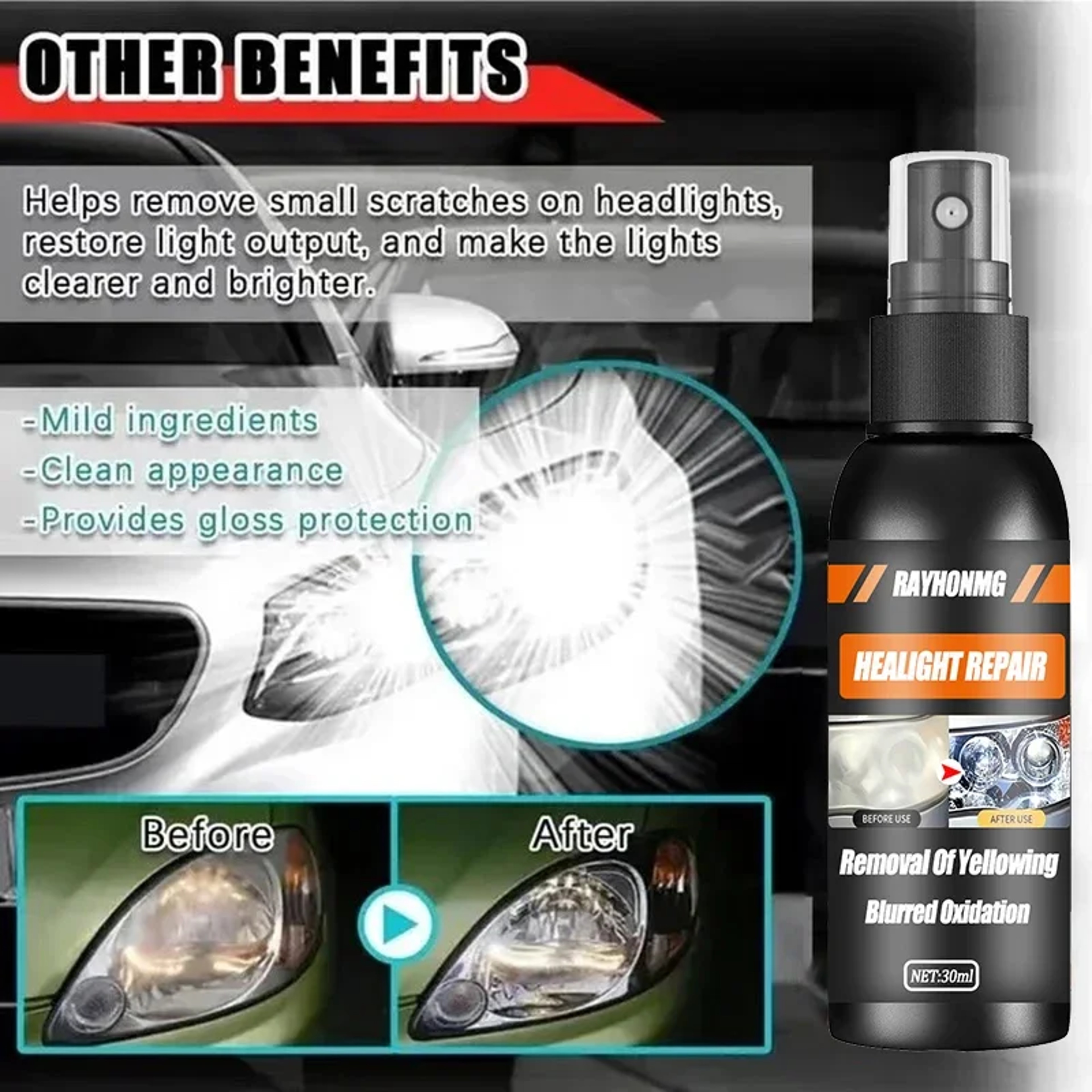 Car Headlight Refurbishment Spray Anti Oxidation Coating Lamp Polishing Agent Scratch Repair And Re 1