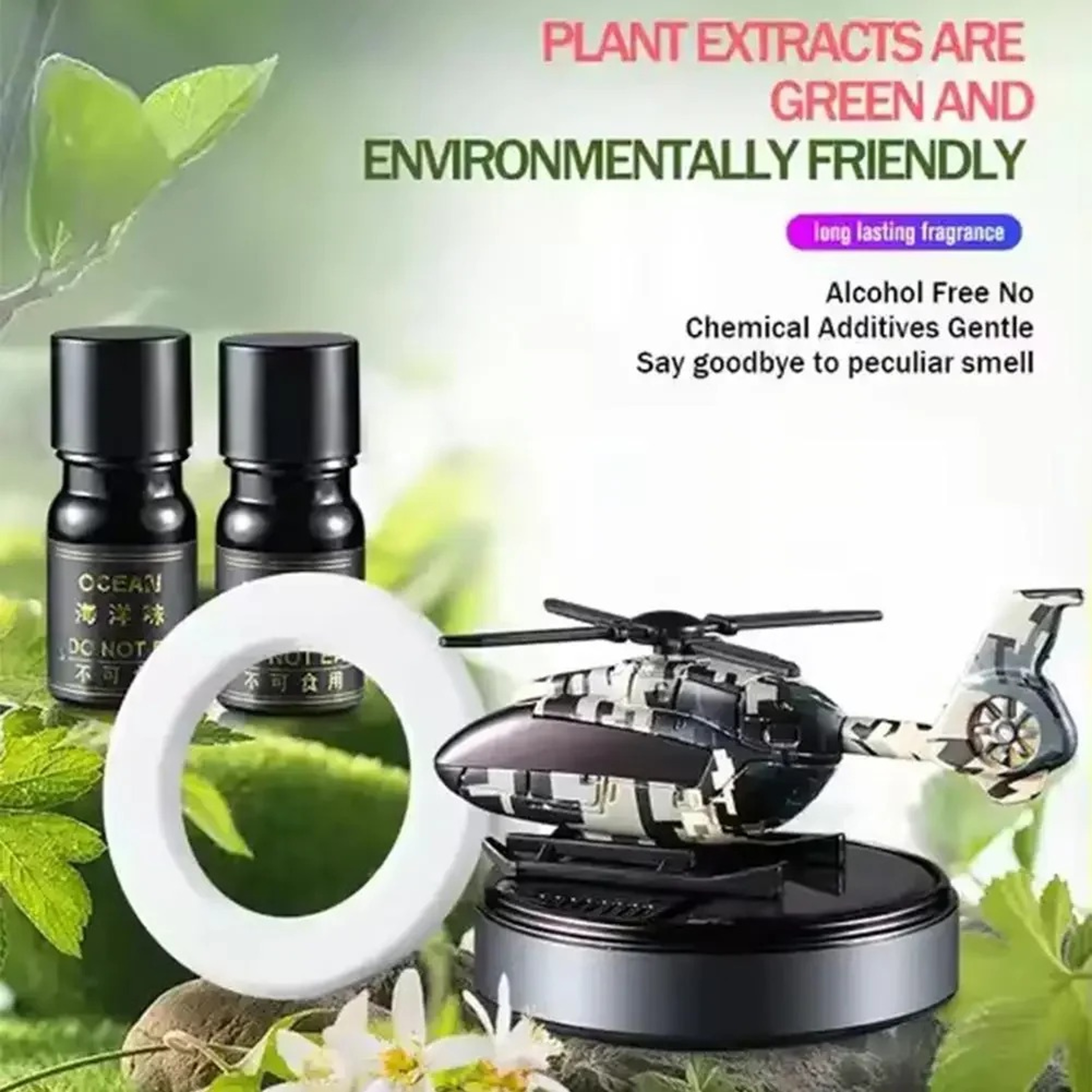 Solar Helicopter Car Air Freshener, Propeller Rotating Perfume Diffuser, Stylish Auto Interior Decorations – view 5
