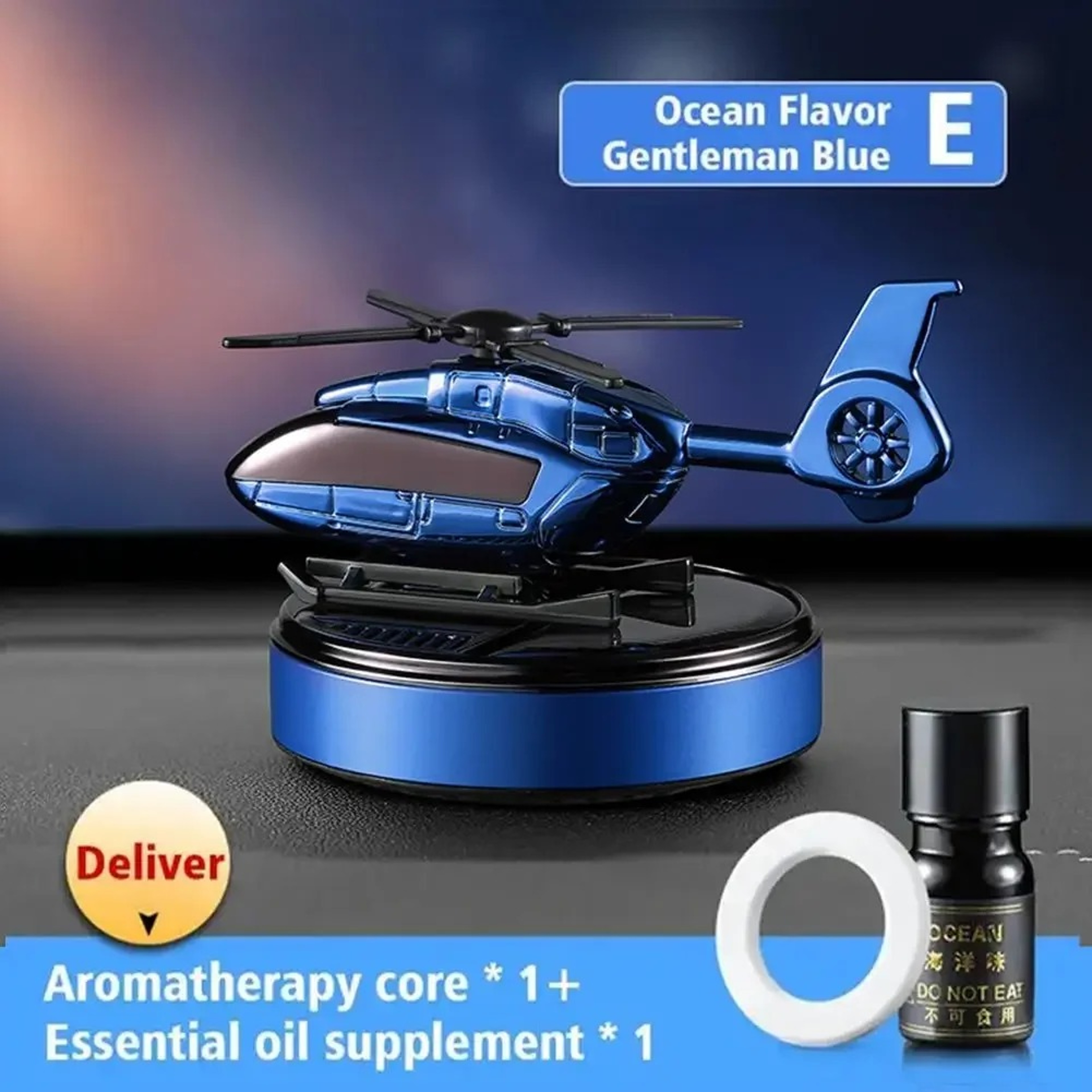 Solar Helicopter Car Air Freshener, Propeller Rotating Perfume Diffuser, Stylish Auto Interior Decorations – view 10