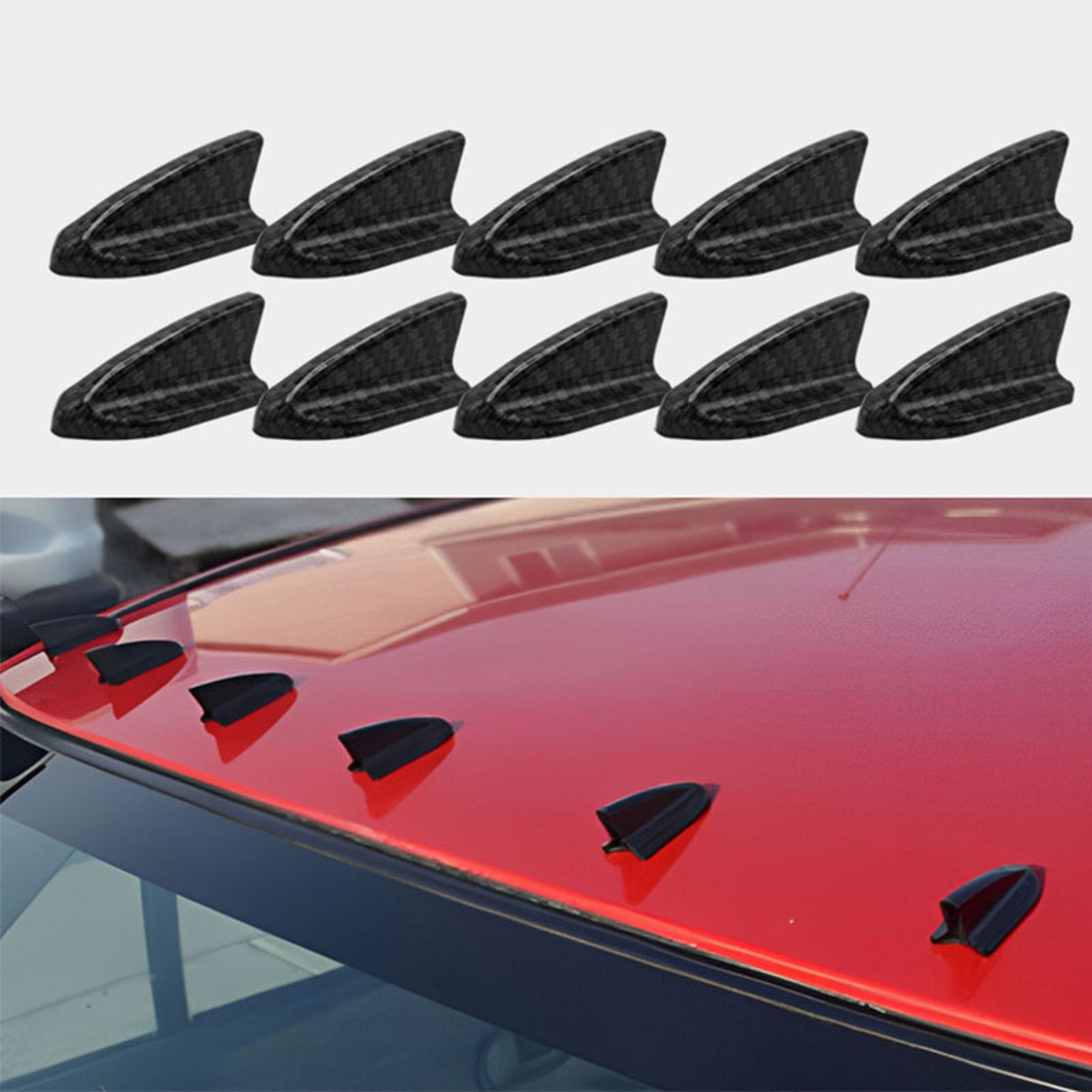Car EVO Style PP Roof Shark Fins Spoiler Wing Kit, UV Protected, Weatherproof Vortex Generator – view 1