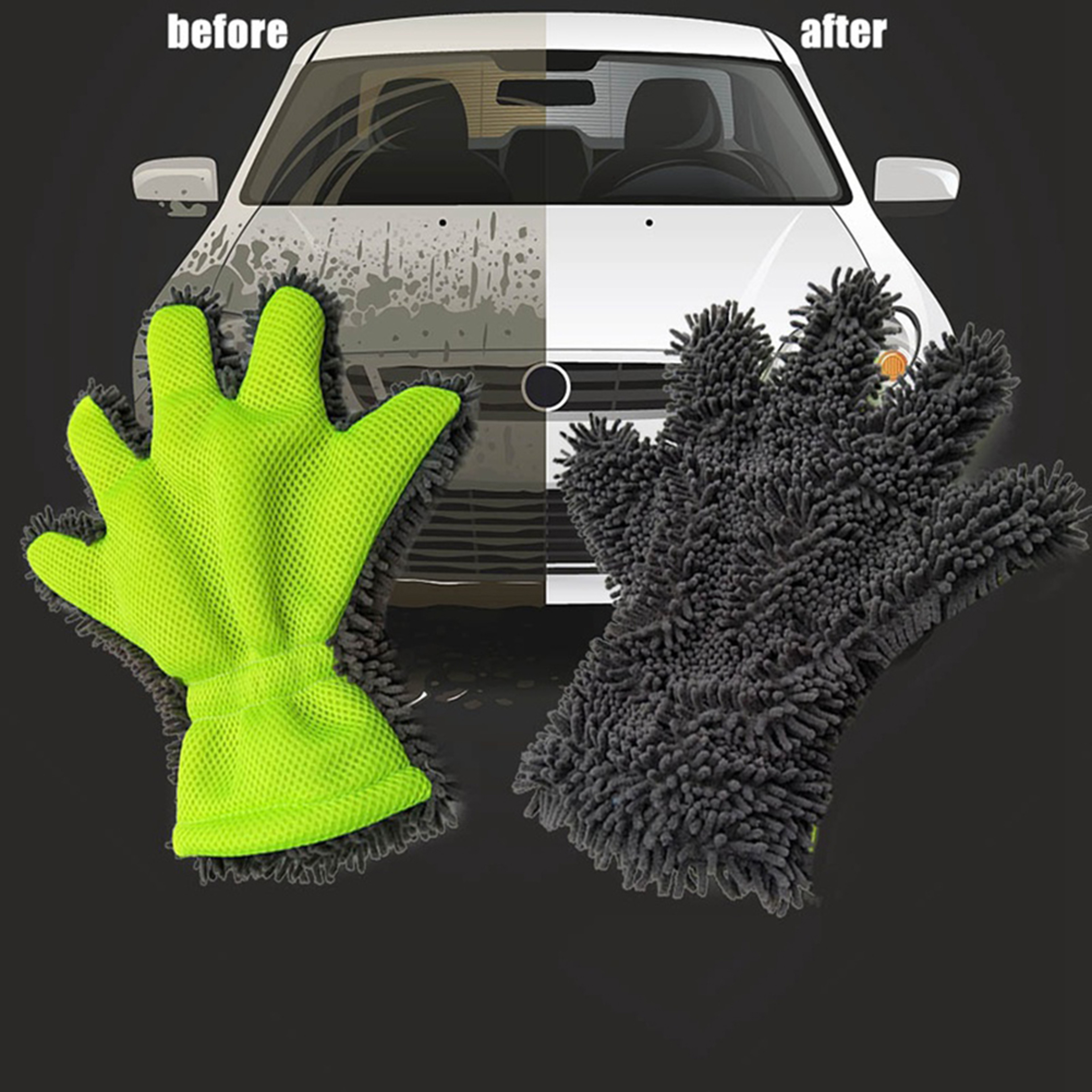 Soft 5 Finger Car Wash Gloves, Cleaning Brush for Car and Motorbike, Quick Dry Towels, Car Styling Kit – view 1