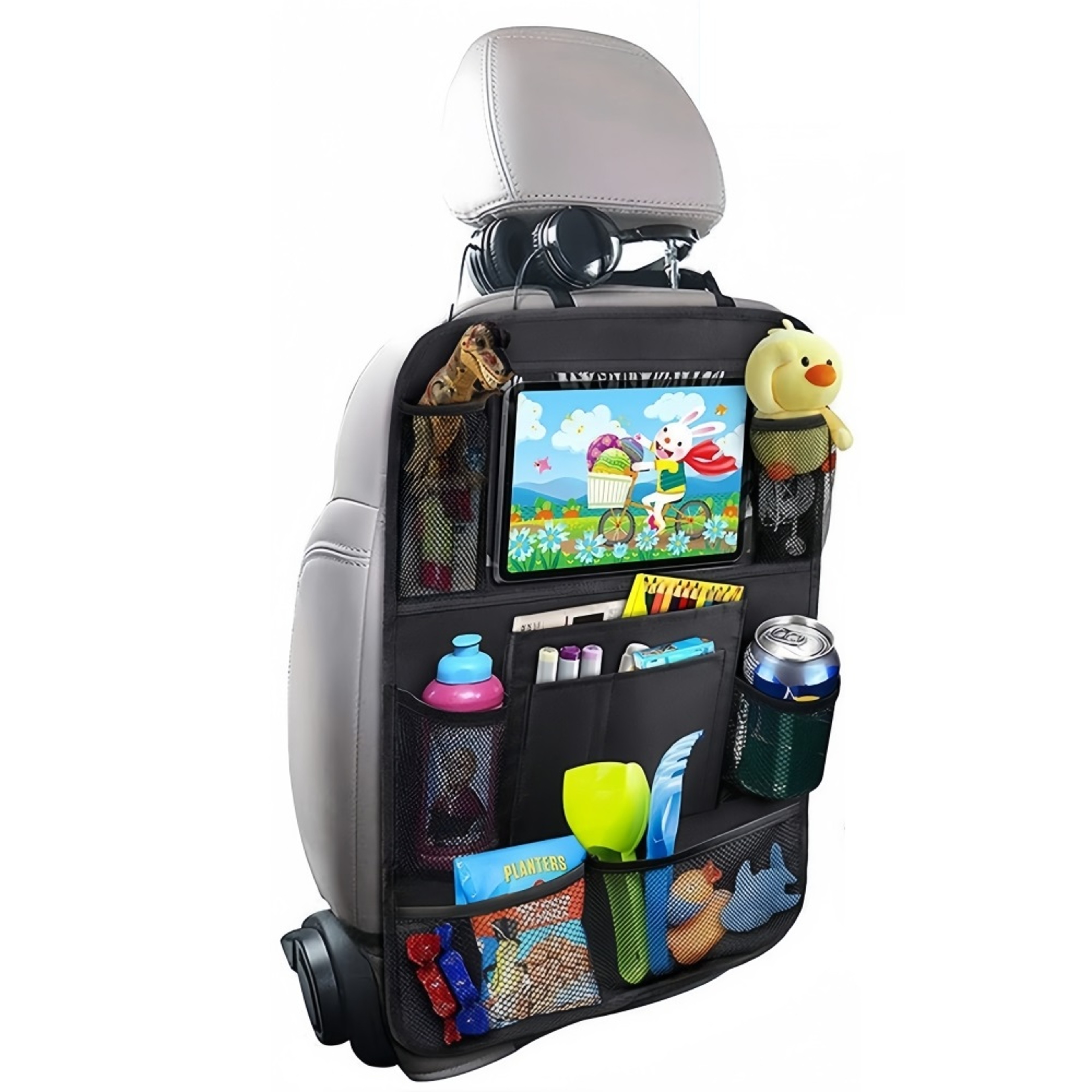 Touch Screen Tablet Holder Car Backseat Organizer Auto Storage Pockets Car Seat Protector For Kids  0