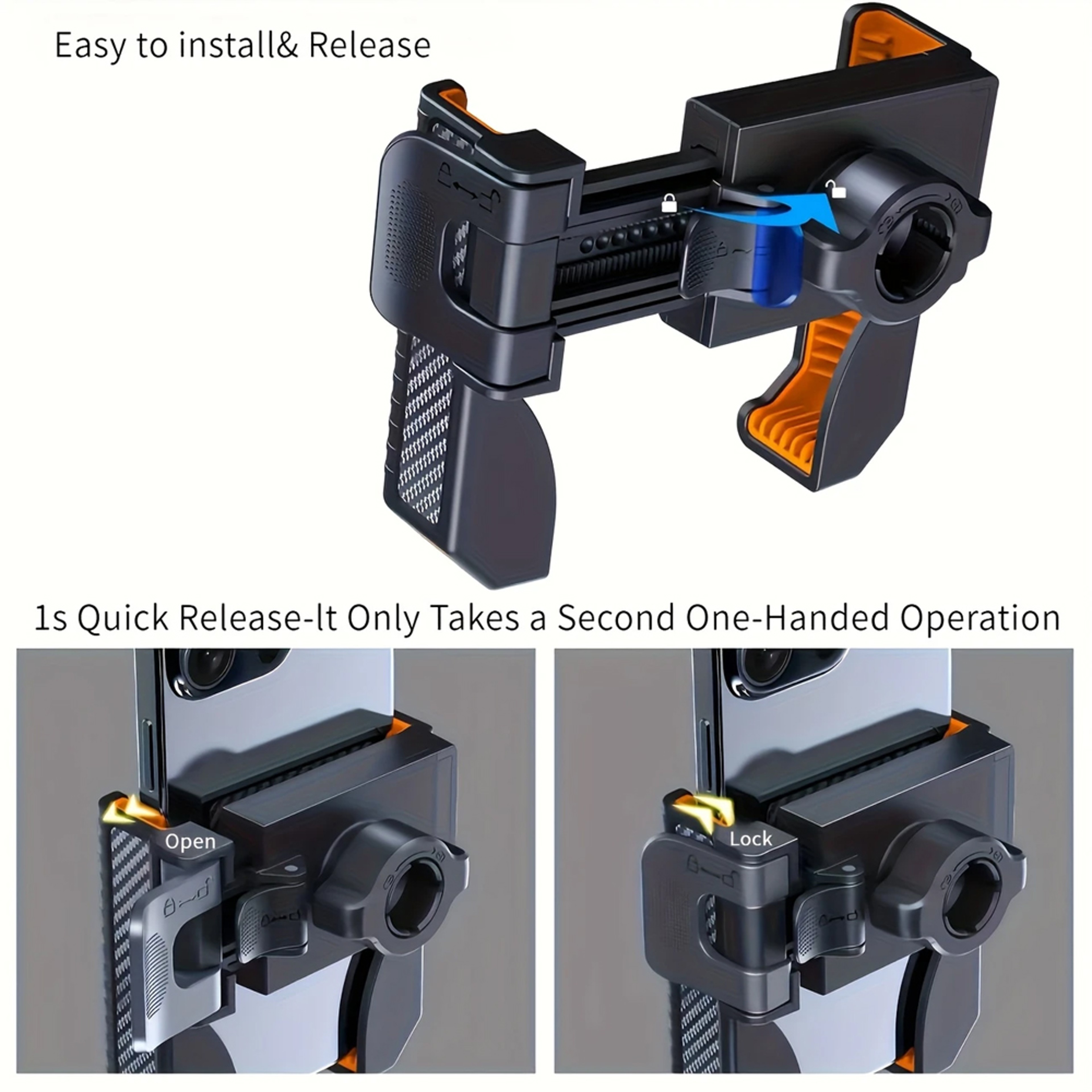 Motorcycle Handlebar Phone Mount, Bike Holder Stand, GPS Support Clip, Shockproof Mobile Bracket for Phones – view 3