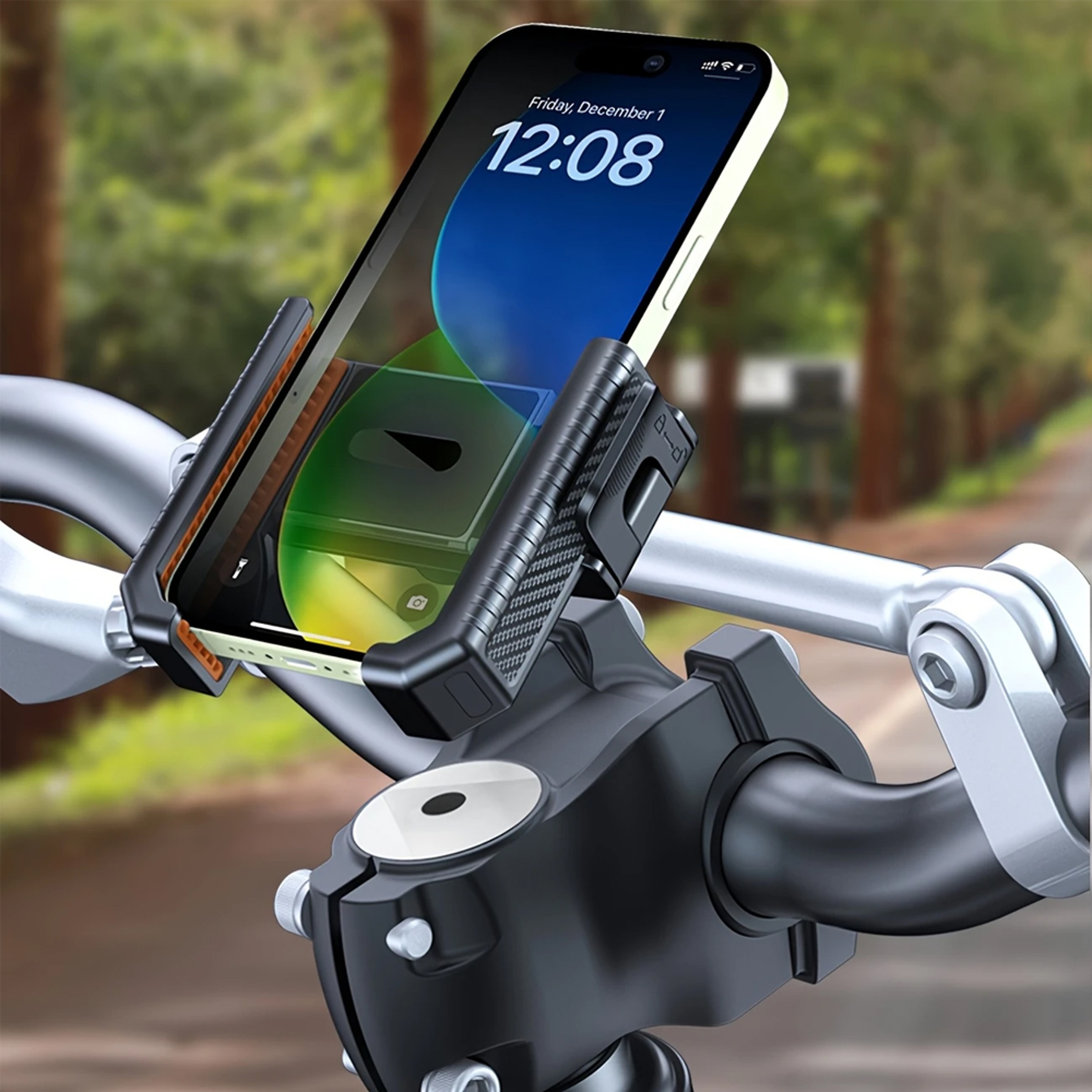 Motorcycle Handlebar Phone Mount, Bike Holder Stand, GPS Support Clip, Shockproof Mobile Bracket for Phones – view 5