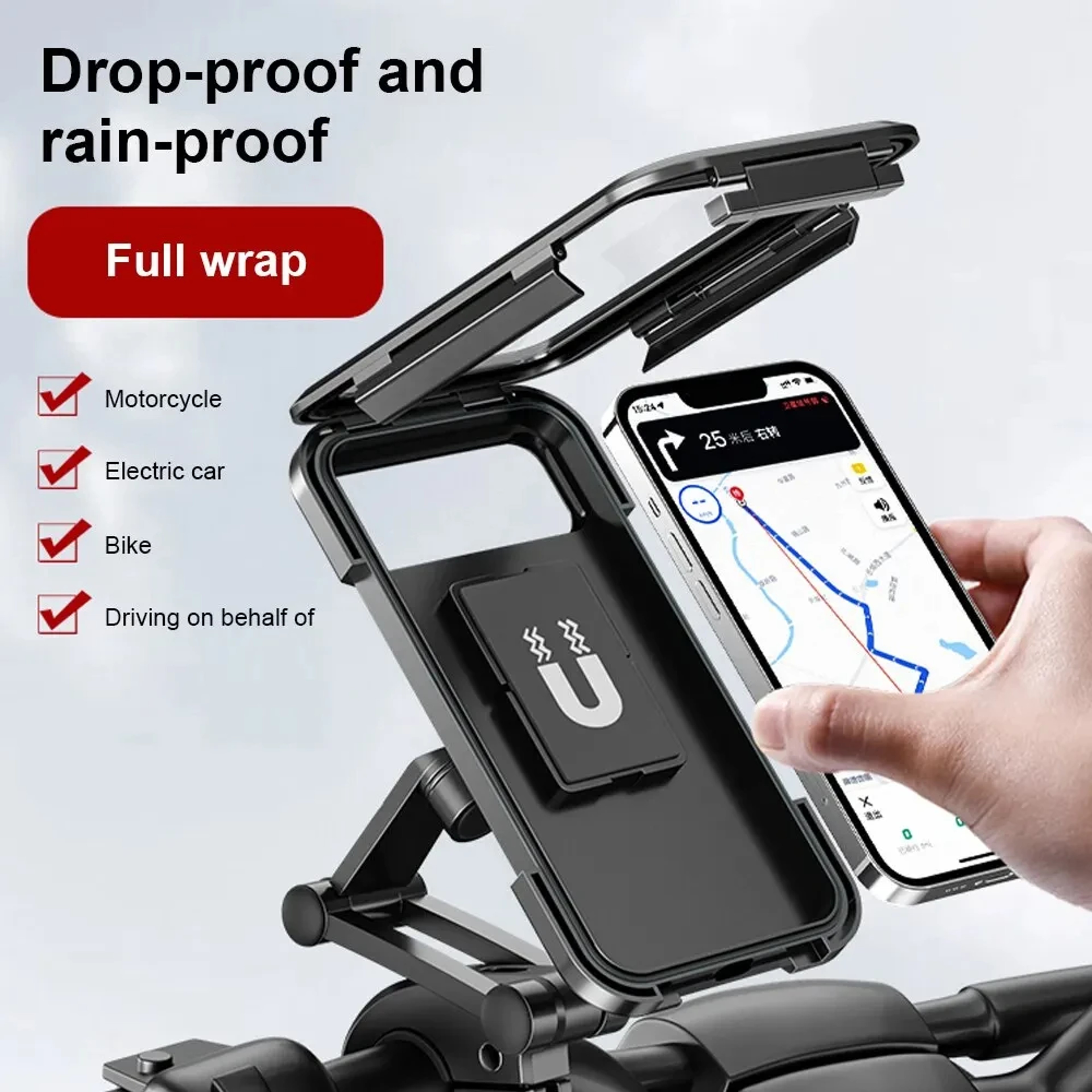 Universal Motorcycle Bike Phone Mount Waterproof 360 Swivel GPS Holder For Smartphones And Navigati 0