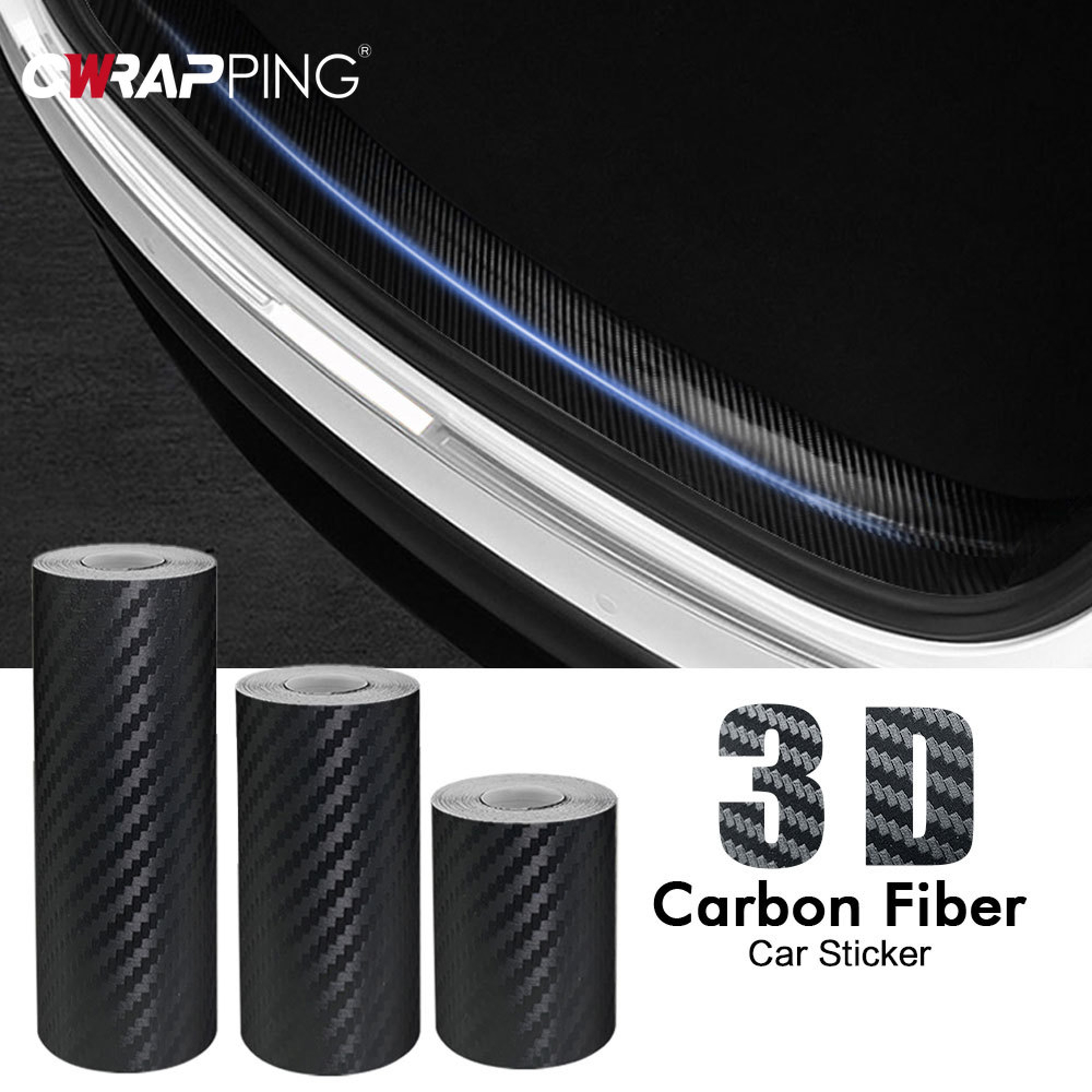 Carbon Fiber Auto Door Sill Protector, 3D Waterproof Car Sticker, Anti-Scratch Car Accessories – view 1