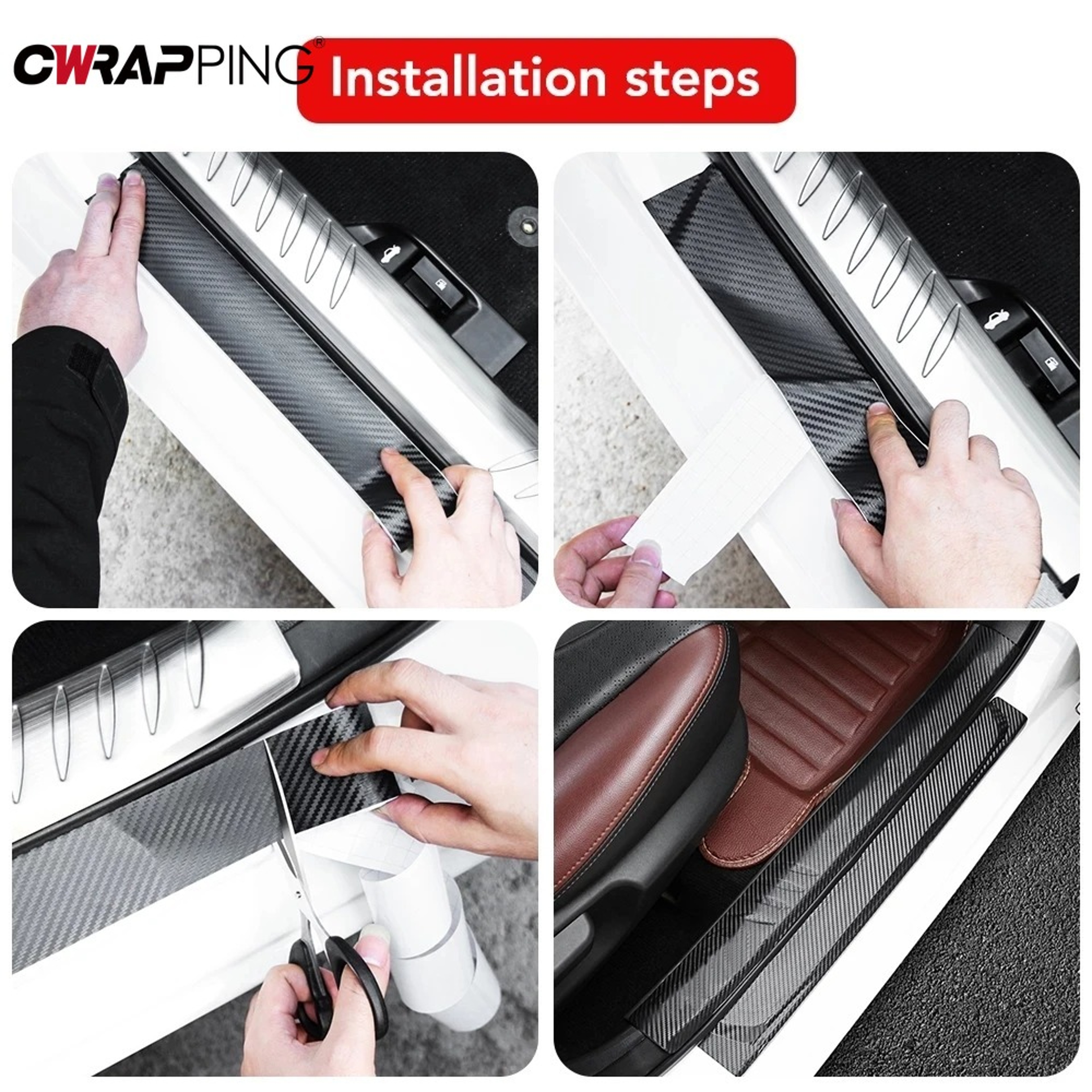 Carbon Fiber Auto Door Sill Protector, 3D Waterproof Car Sticker, Anti-Scratch Car Accessories – view 5