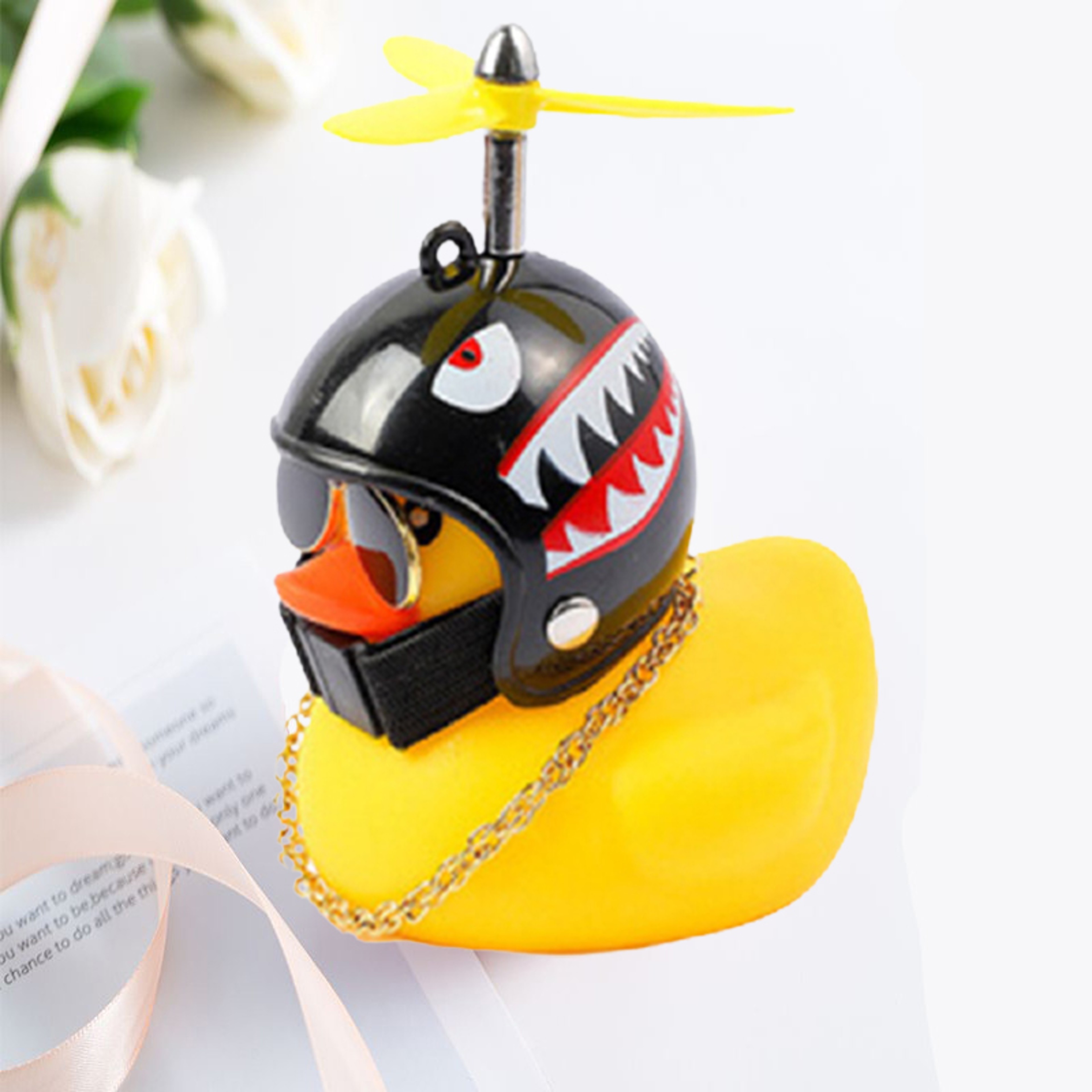 Small Yellow Duck Car Broken Wind Helmet Cute Car Decoration Wind Breaking Cycling Decor 3