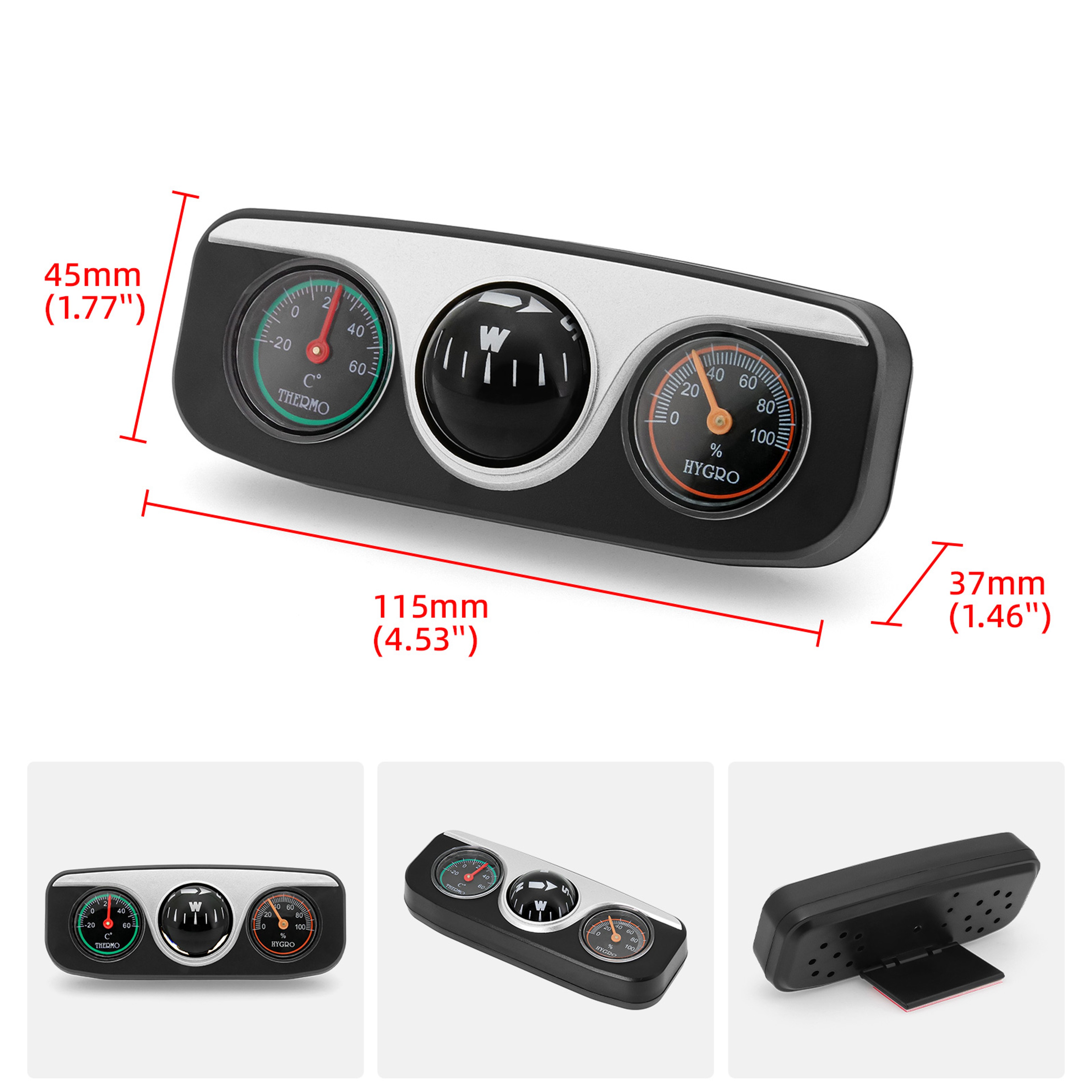 Car Compass, Thermometer Hygrometer, Ornaments Decoration for Auto Boat Vehicles Interior – view 5